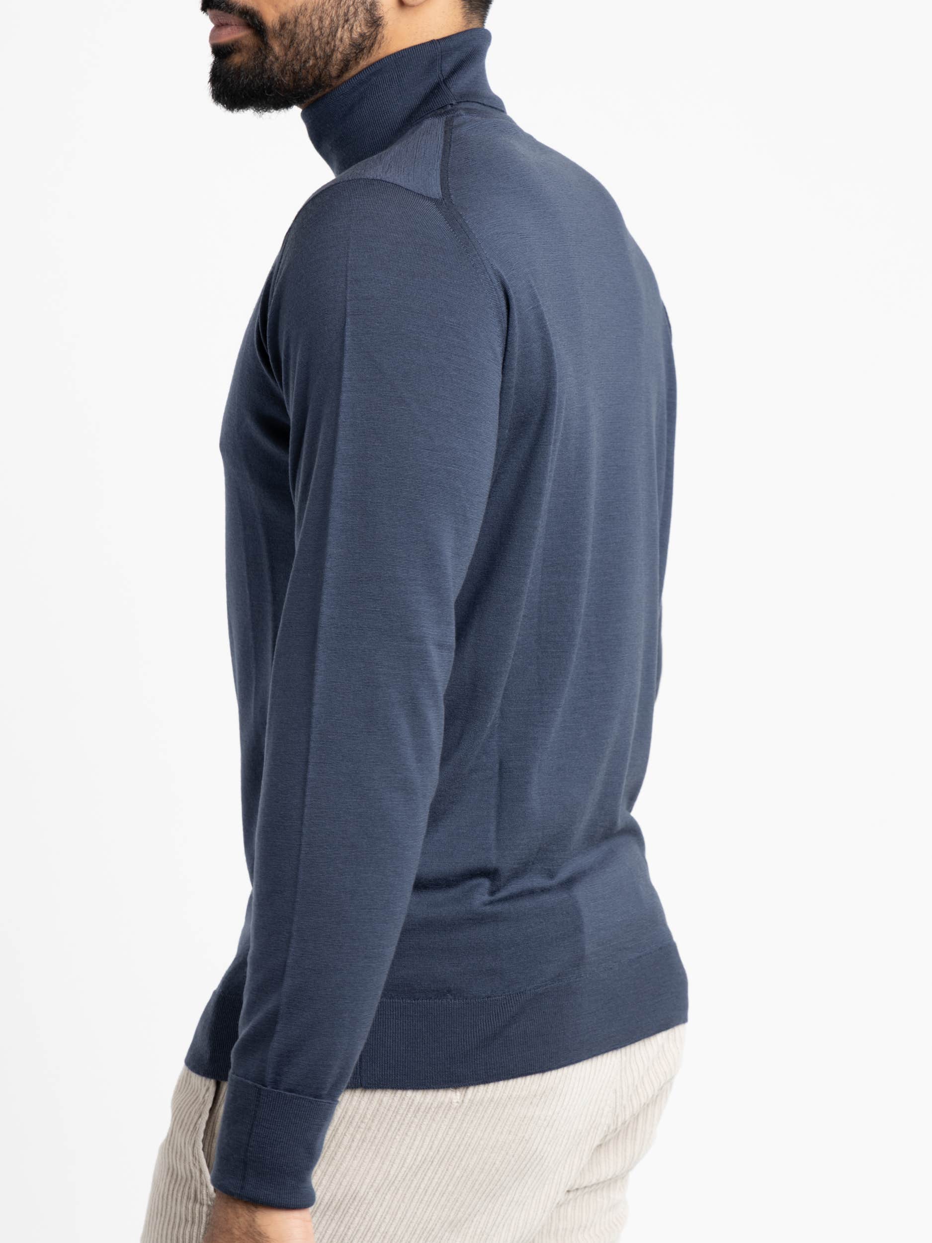 Smoke Blue Wool Richards Roll-neck