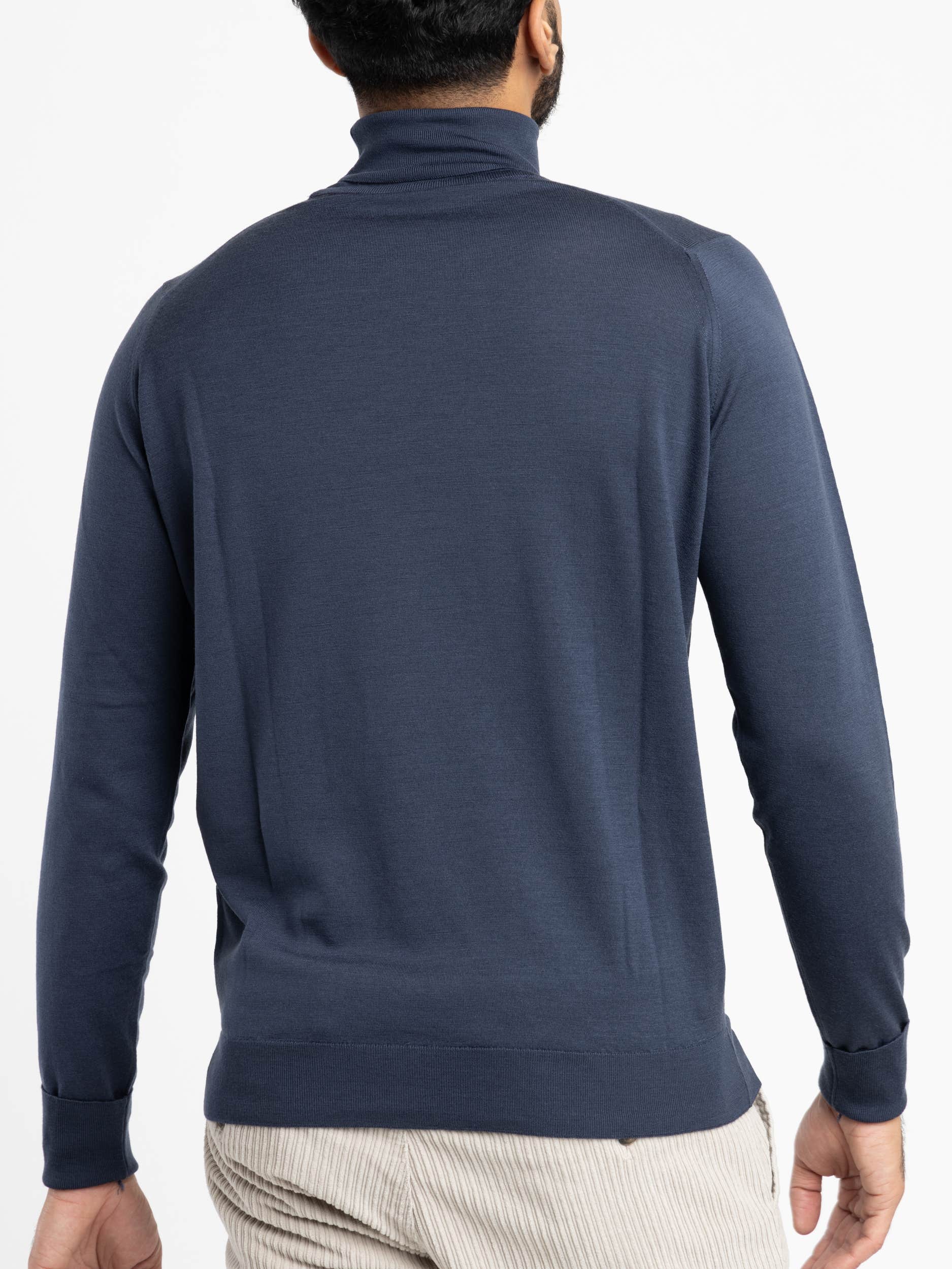Smoke Blue Wool Richards Roll-neck