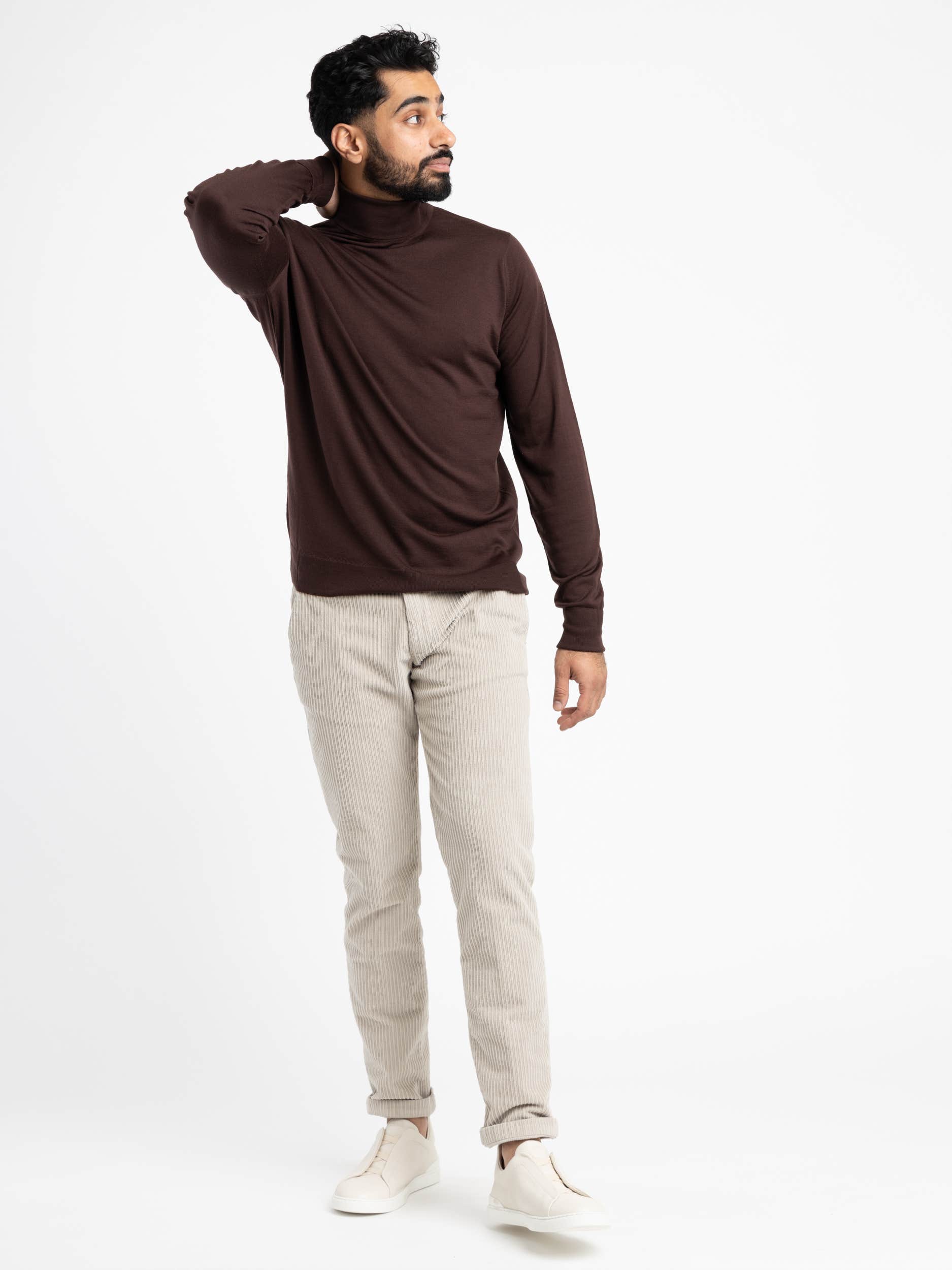 Truffle Brown Wool Richards Roll-neck