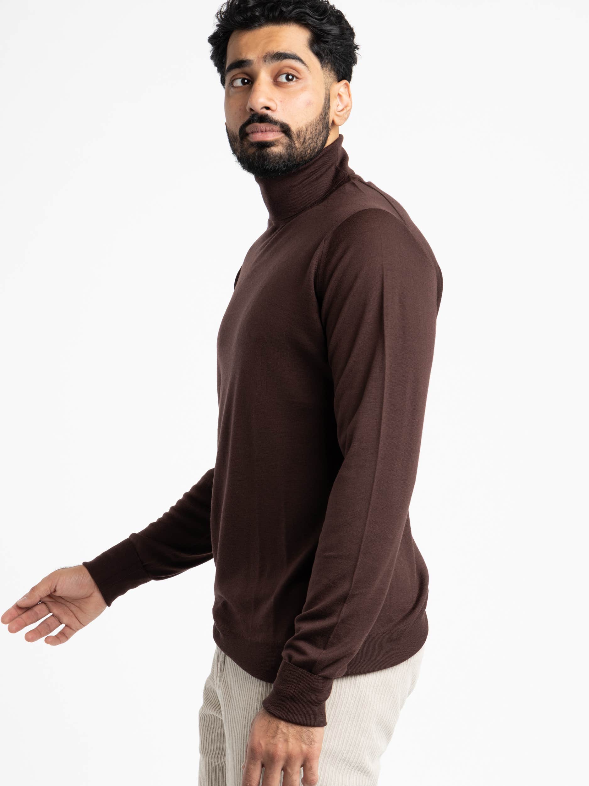 Truffle Brown Wool Richards Roll-neck