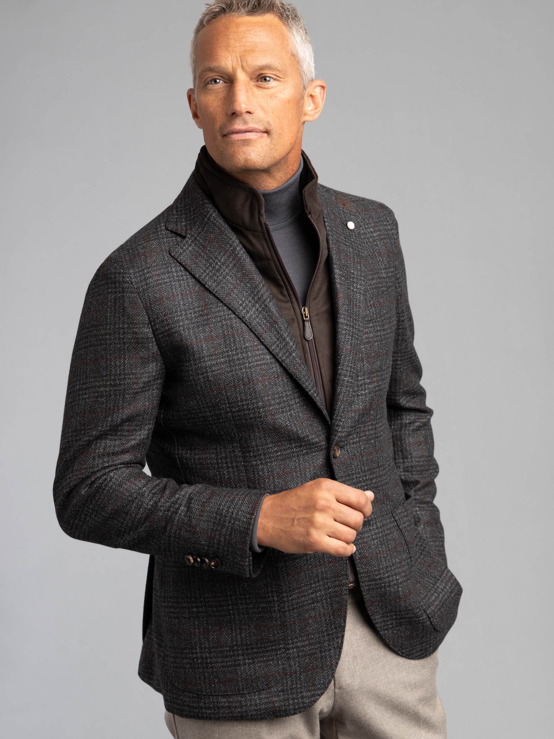 Grey Check Wool/Cashmere Sport Jacket