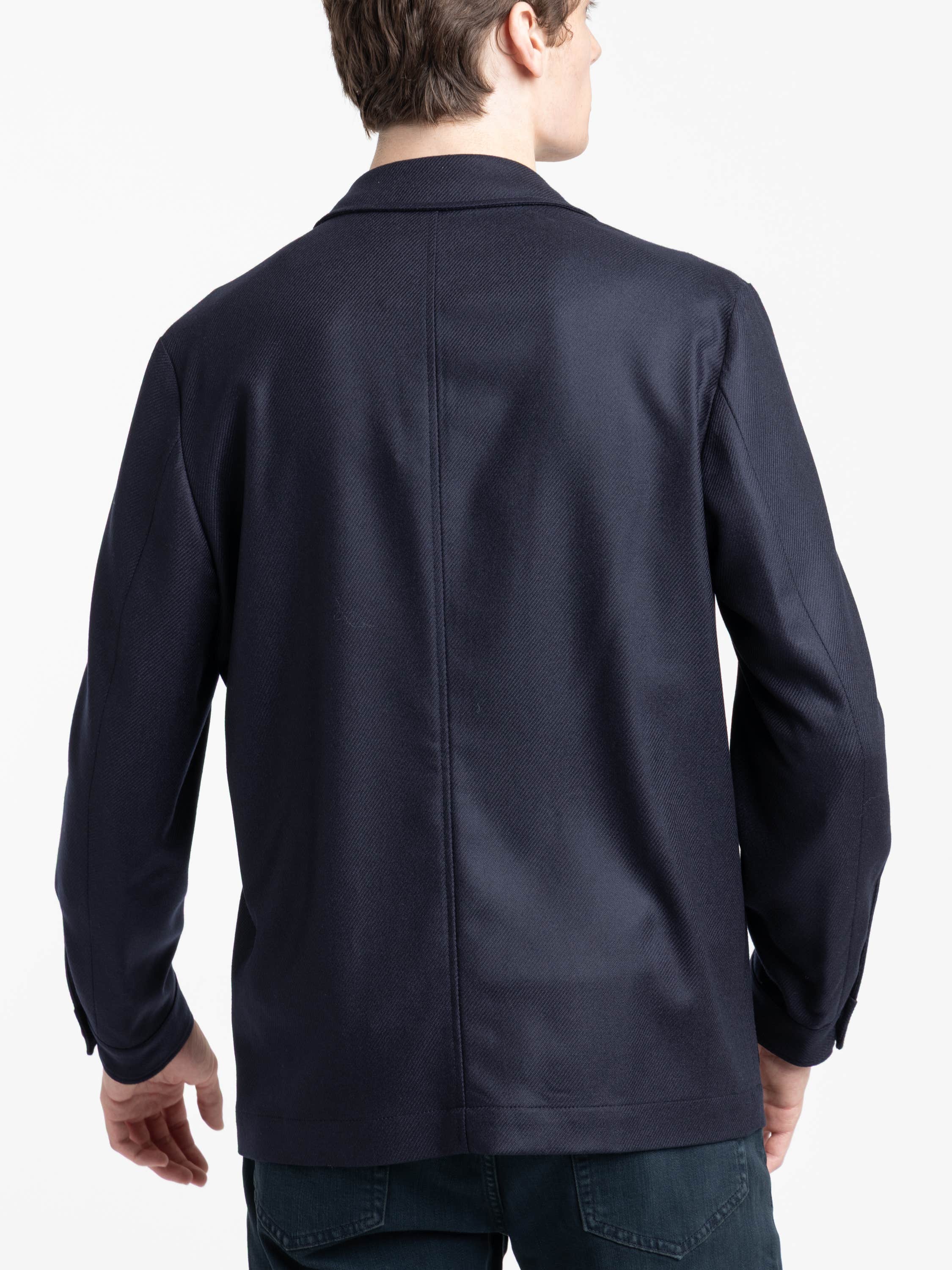 Navy Wool-Silk Chore Jacket