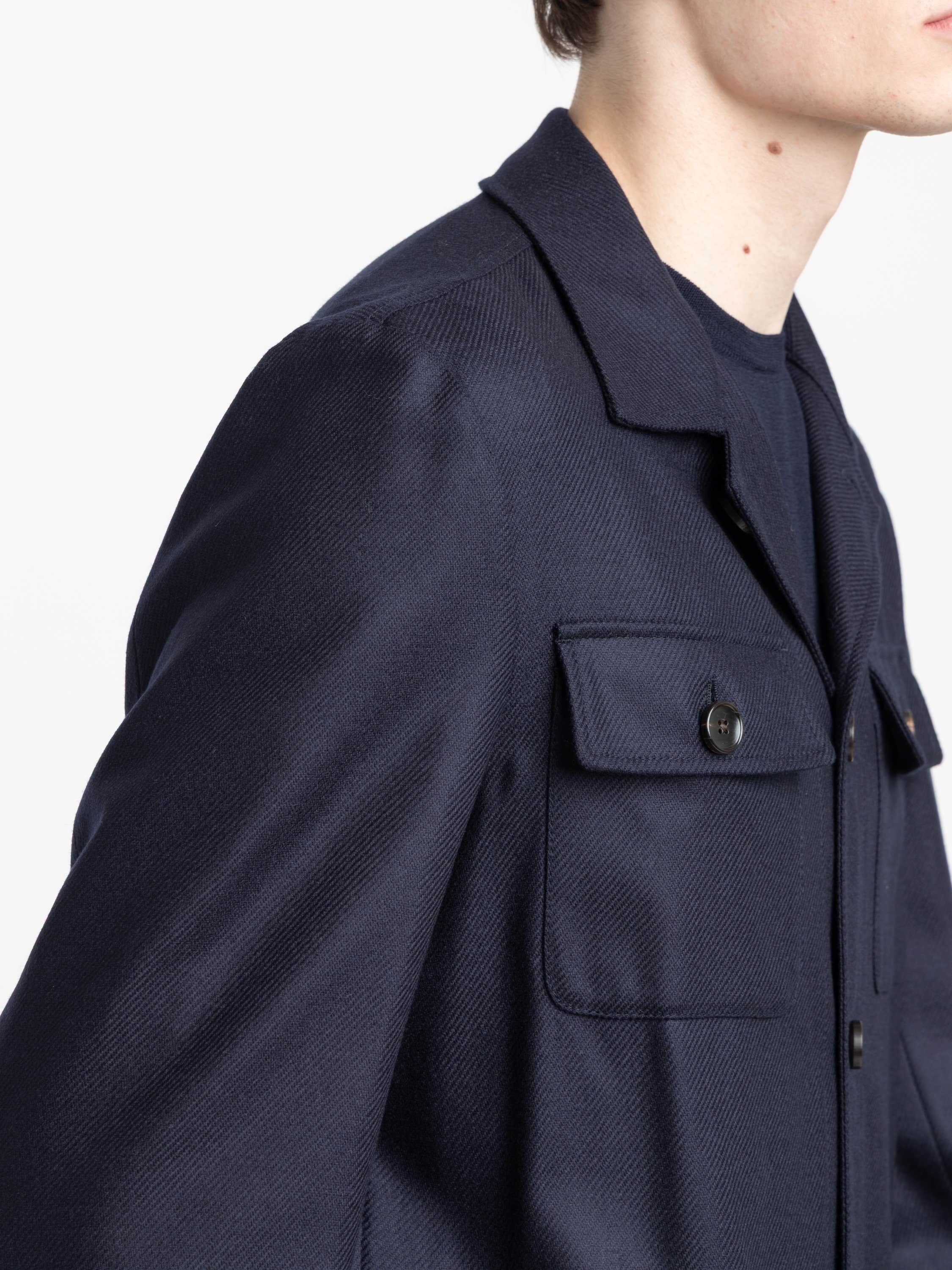 Navy Wool-Silk Chore Jacket