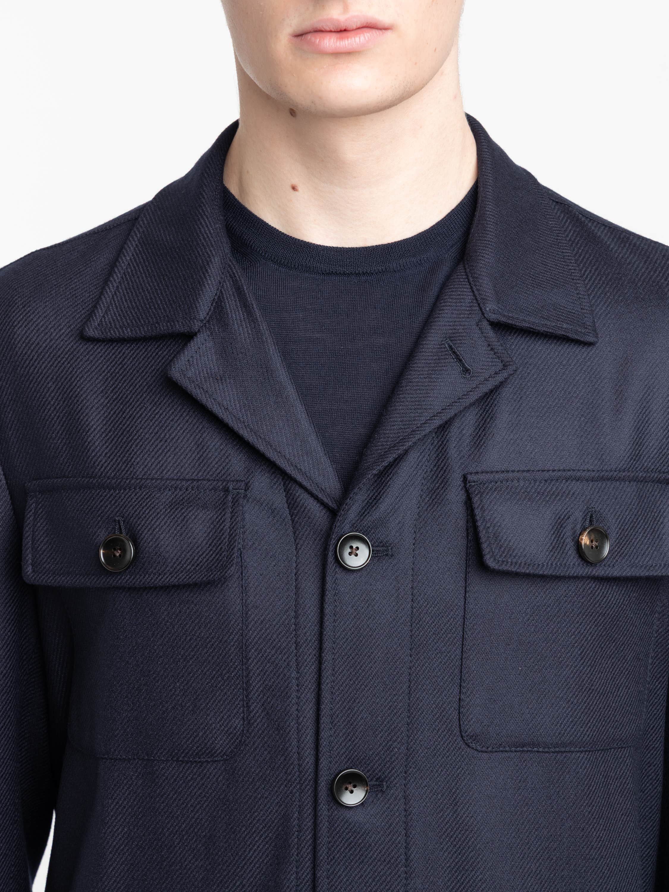 Navy Wool-Silk Chore Jacket