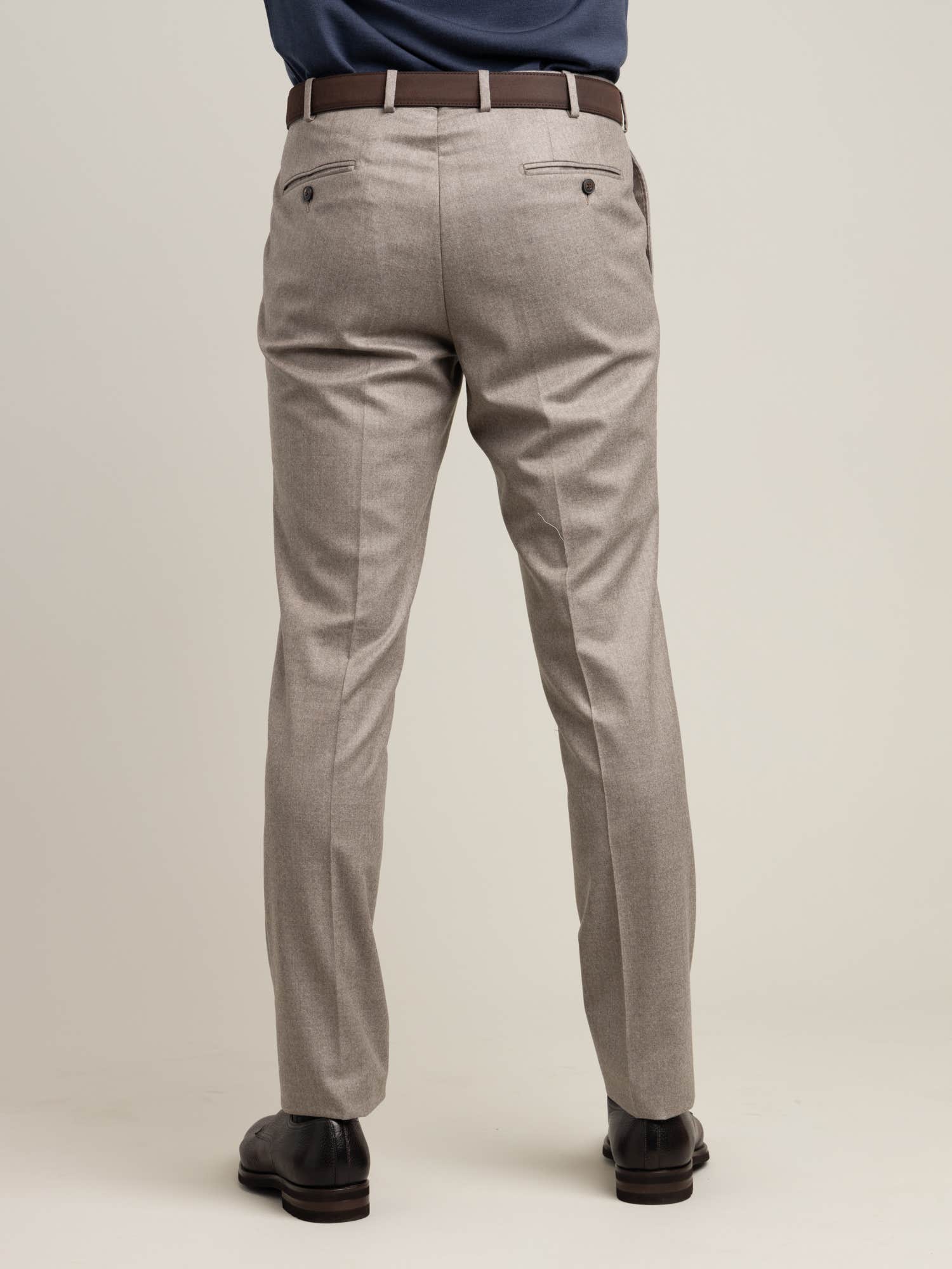 Oat Coloured Single Pleated Flannel Pants