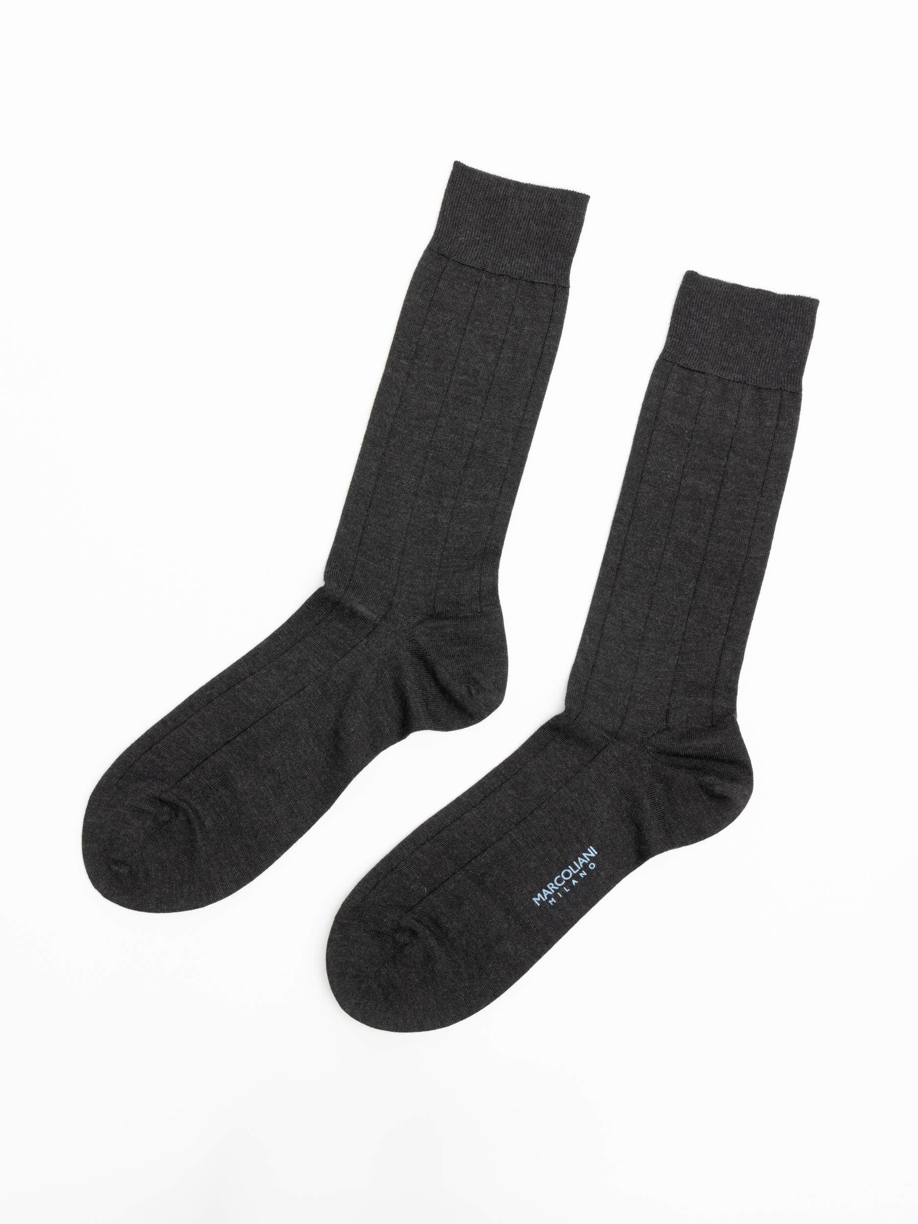 Charcoal Cashmere Ribbed Dress Socks