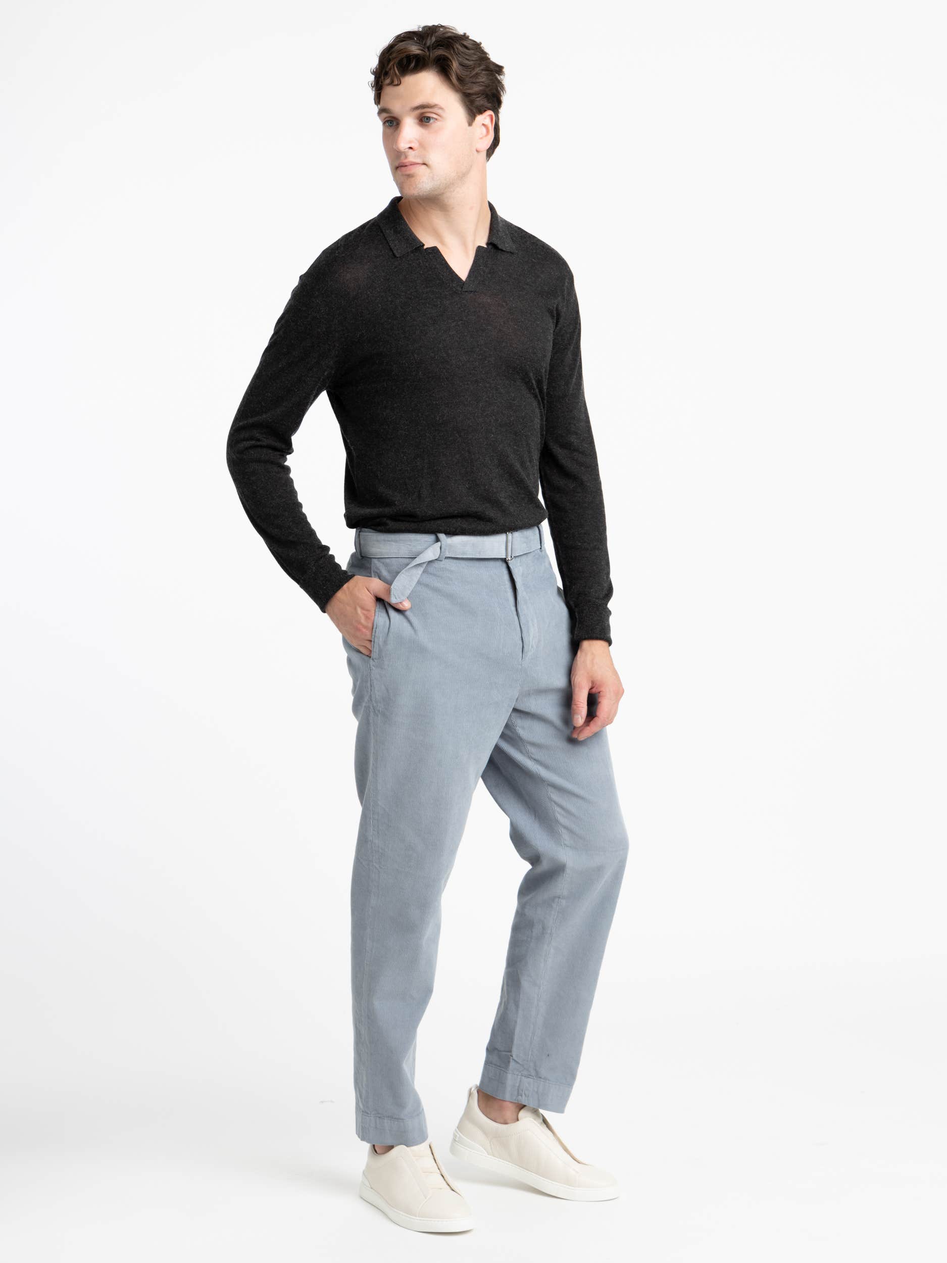 Kit Italian Tencel Cashmere Long Sleeve Polo