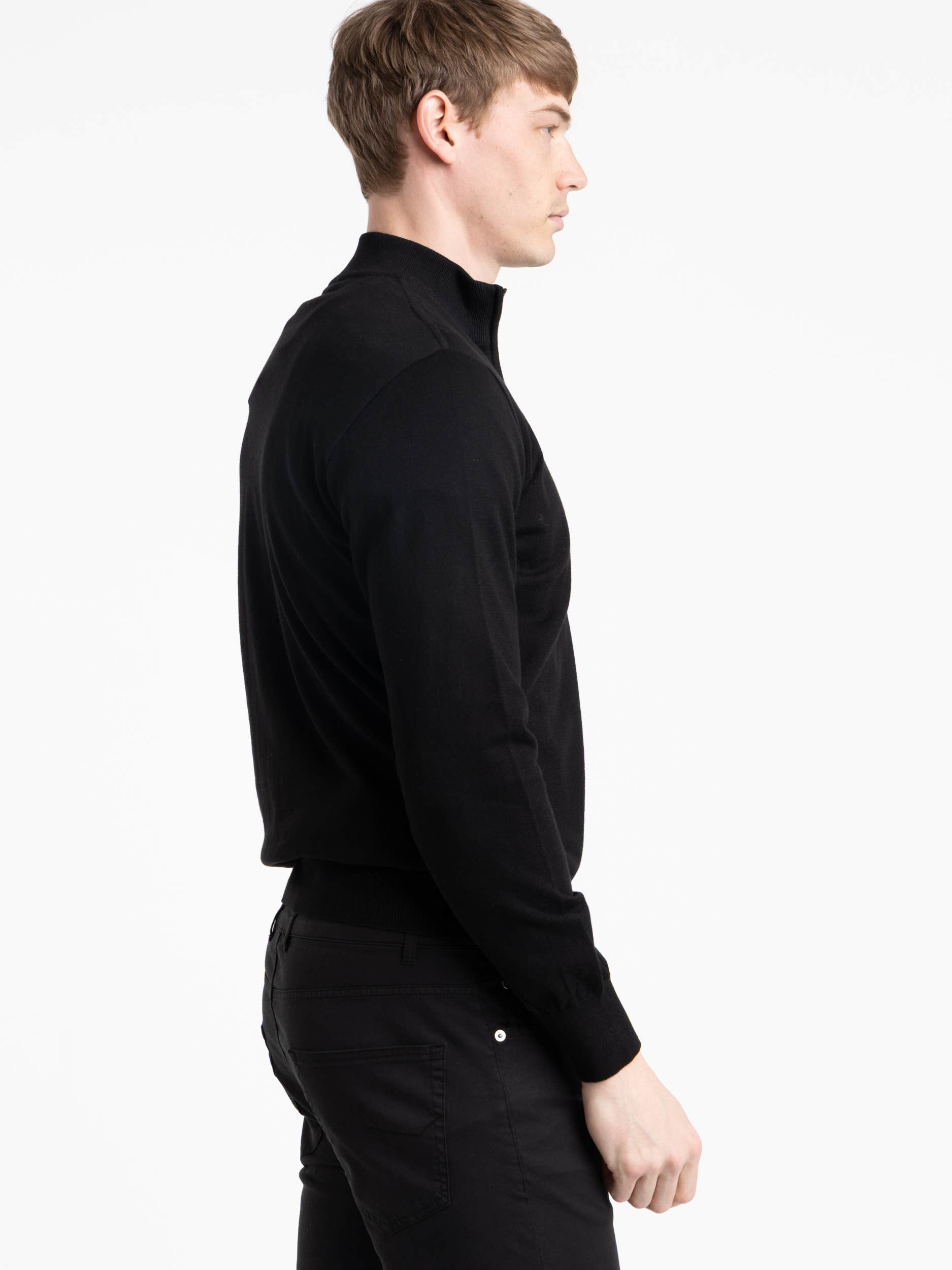 Black Cotton Quarter Zip