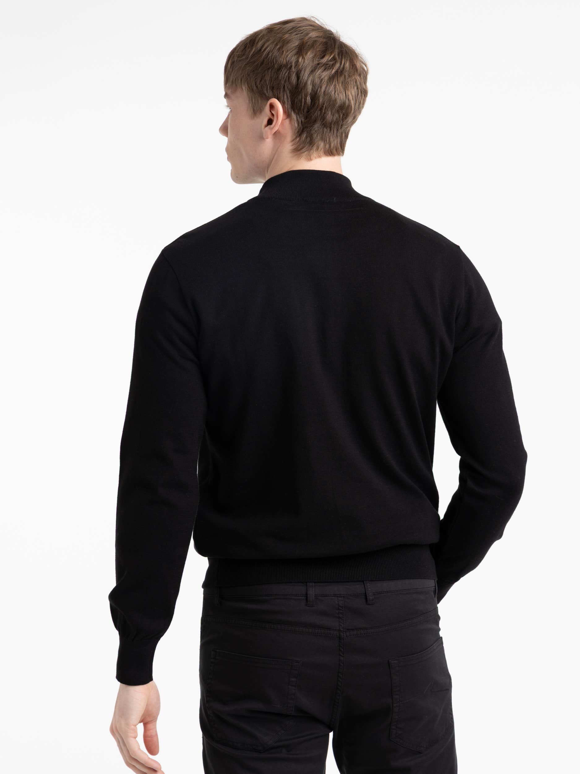 Black Cotton Quarter Zip
