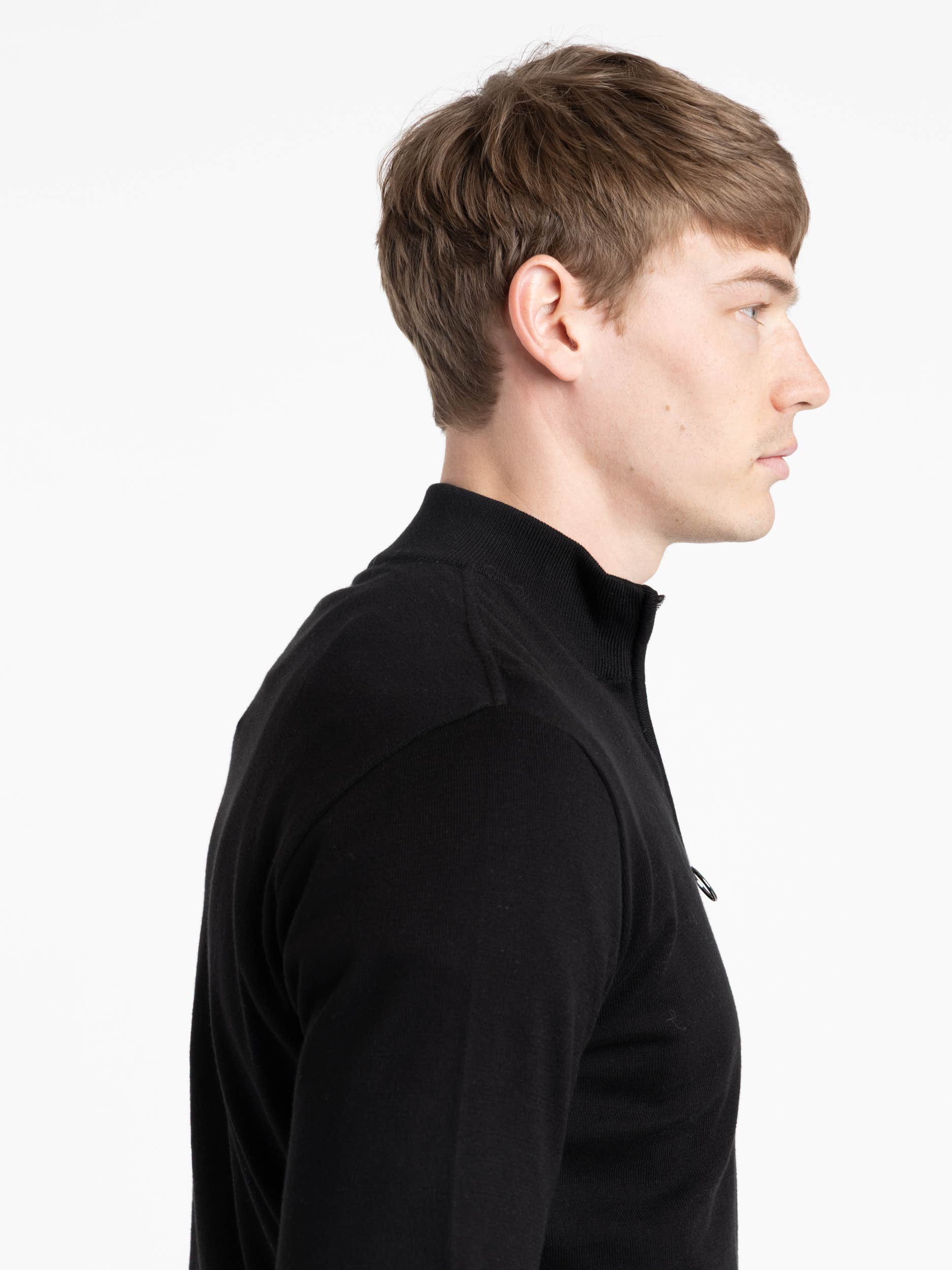 Black Cotton Quarter Zip
