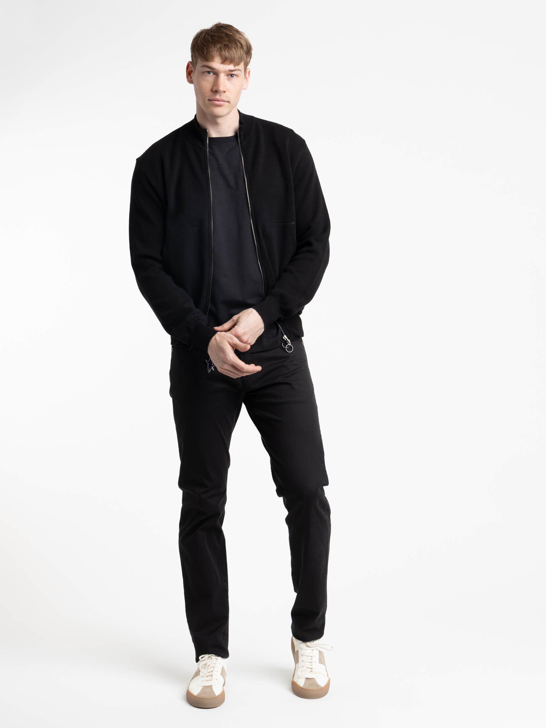 Black Full Cotton Zip Sweater
