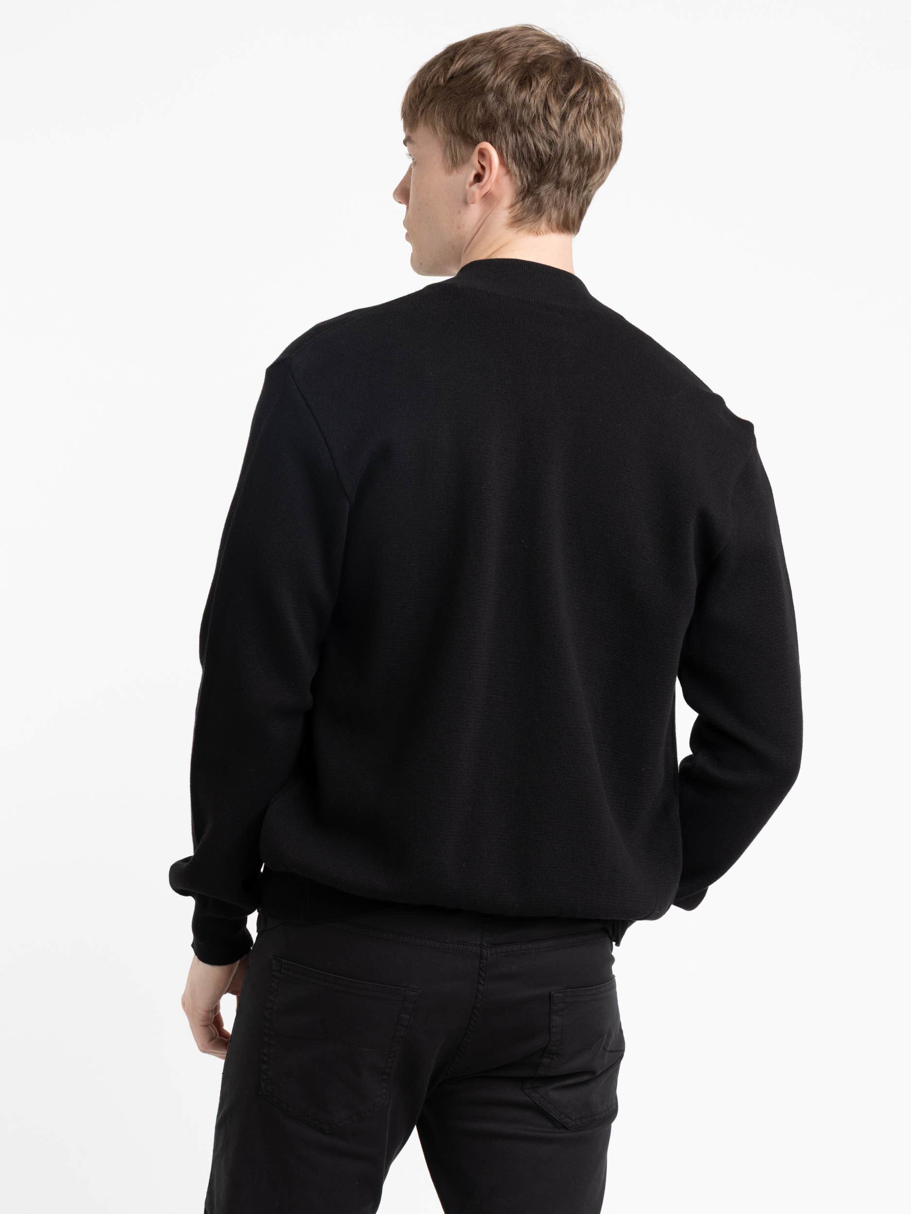 Black Full Cotton Zip Sweater