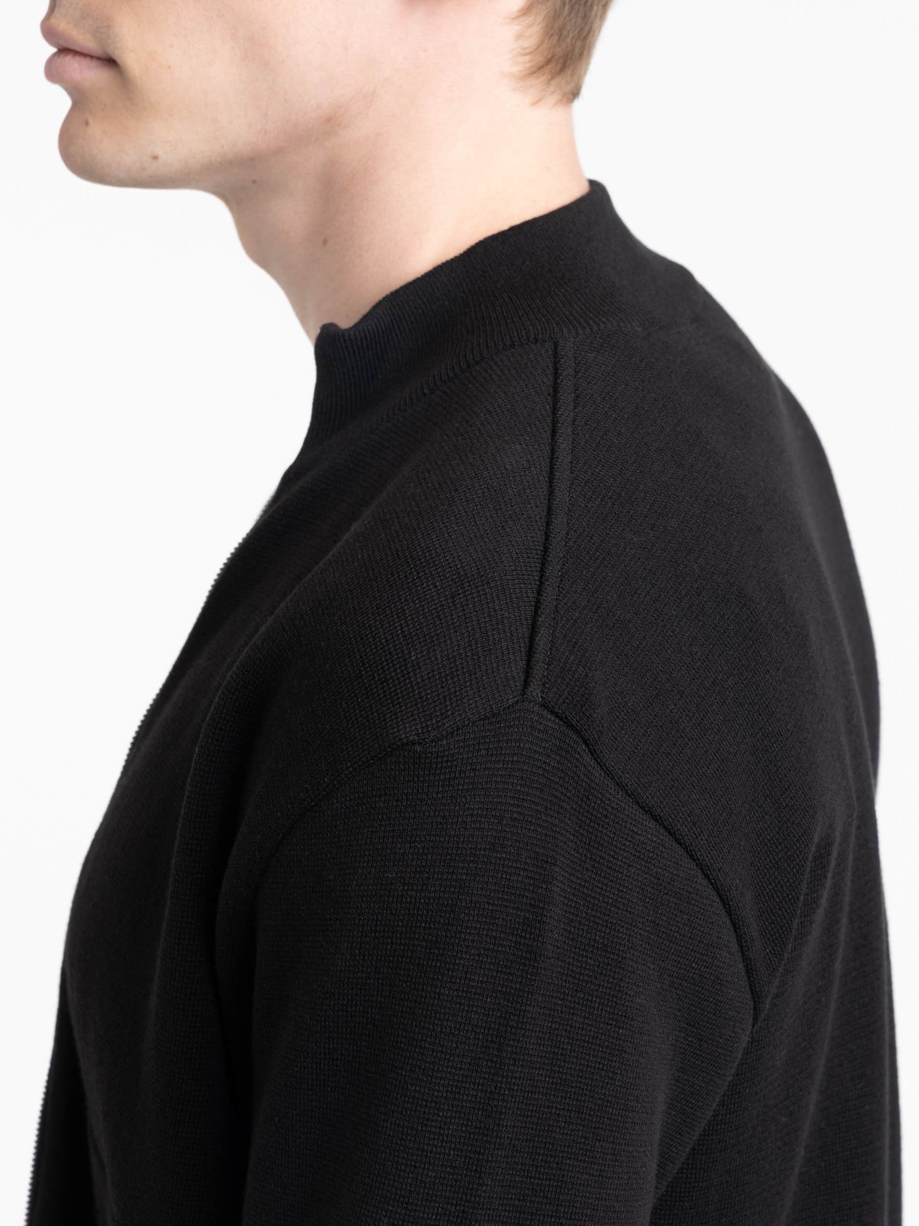 Black Full Cotton Zip Sweater