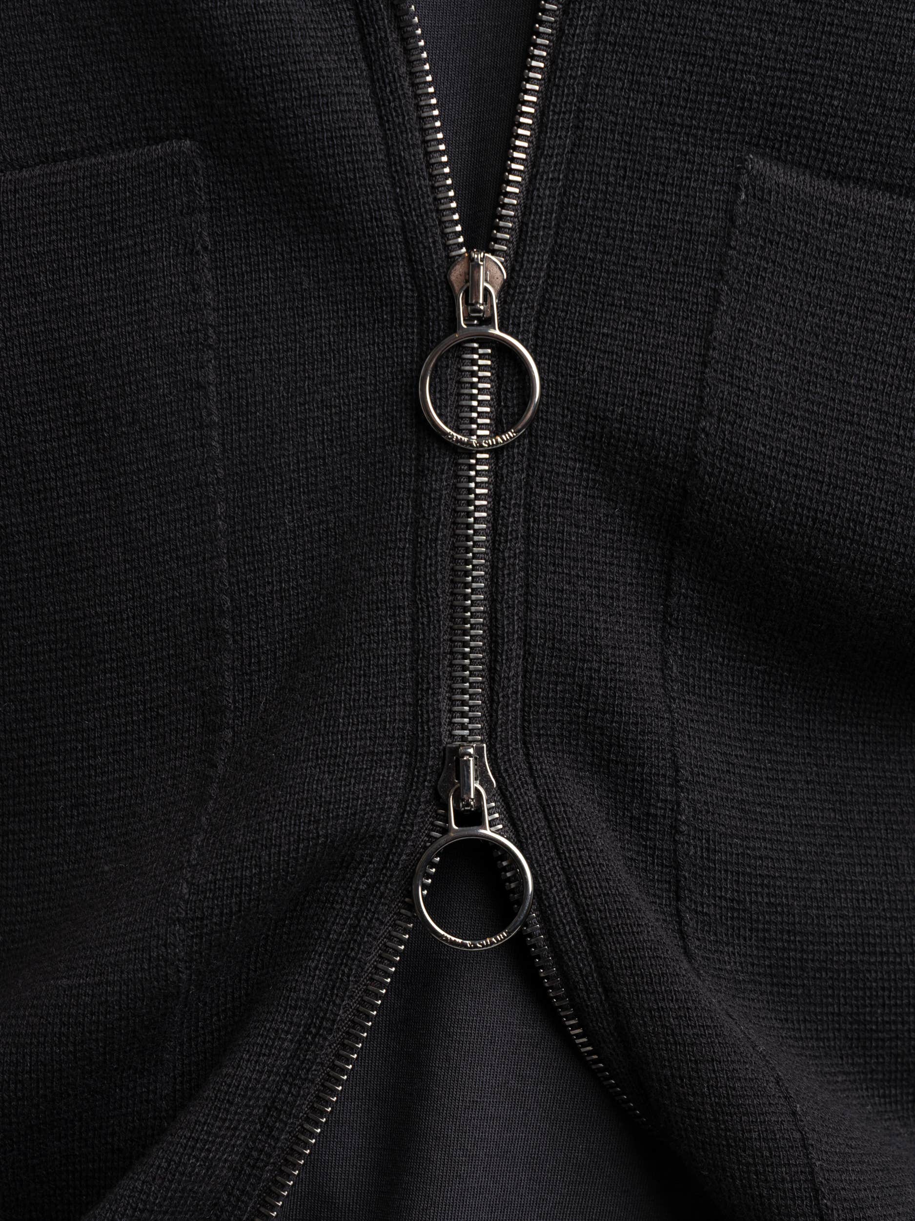 Black Full Cotton Zip Sweater