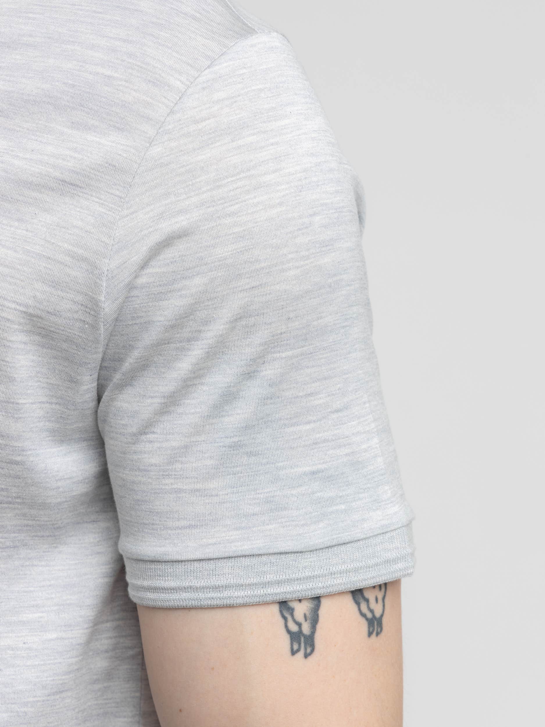 Grey Cotton Silk Polo Shirt