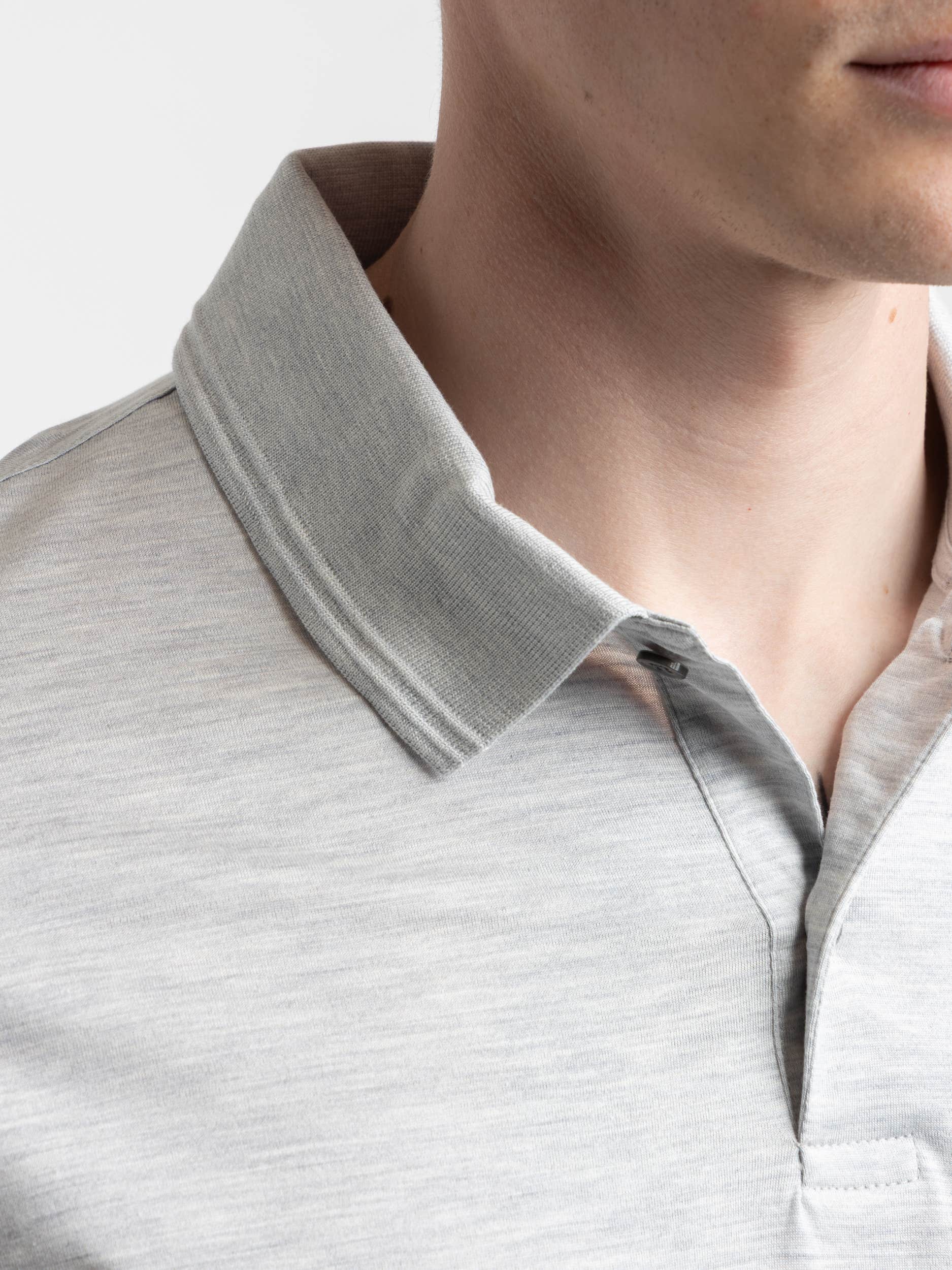 Grey Cotton Silk Polo Shirt