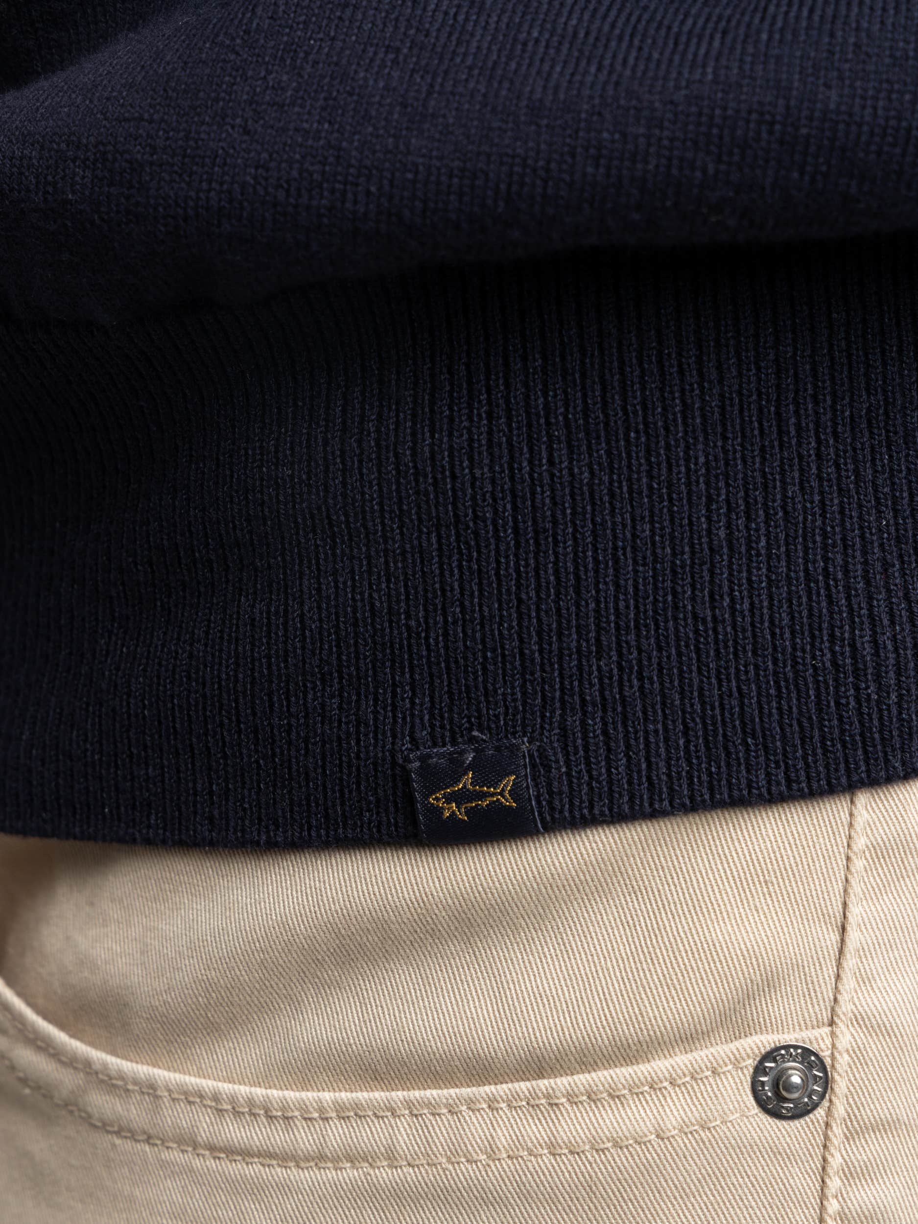 Navy Cotton Quarter Gold Zip Sweater