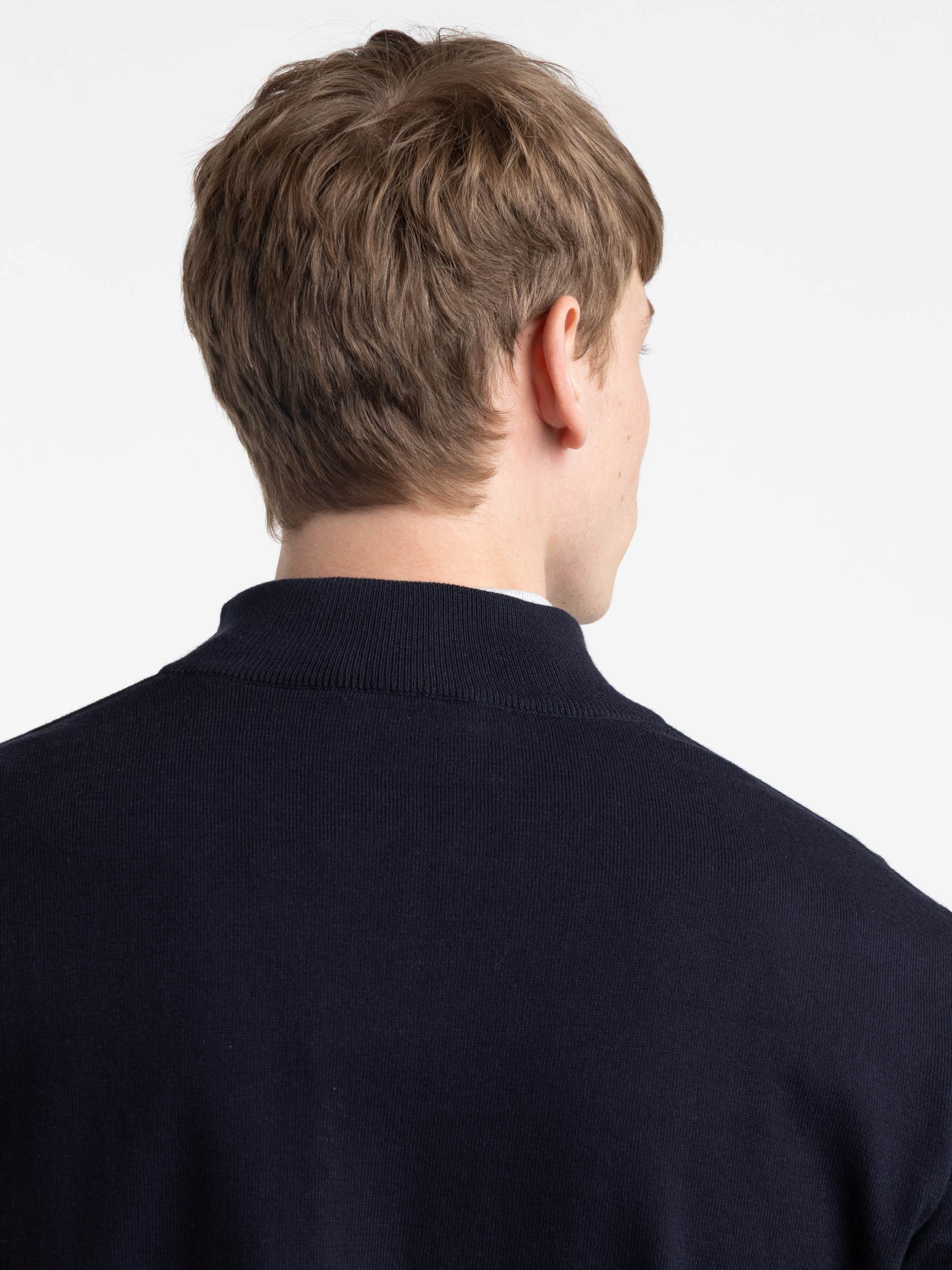 Navy Cotton Quarter Gold Zip Sweater