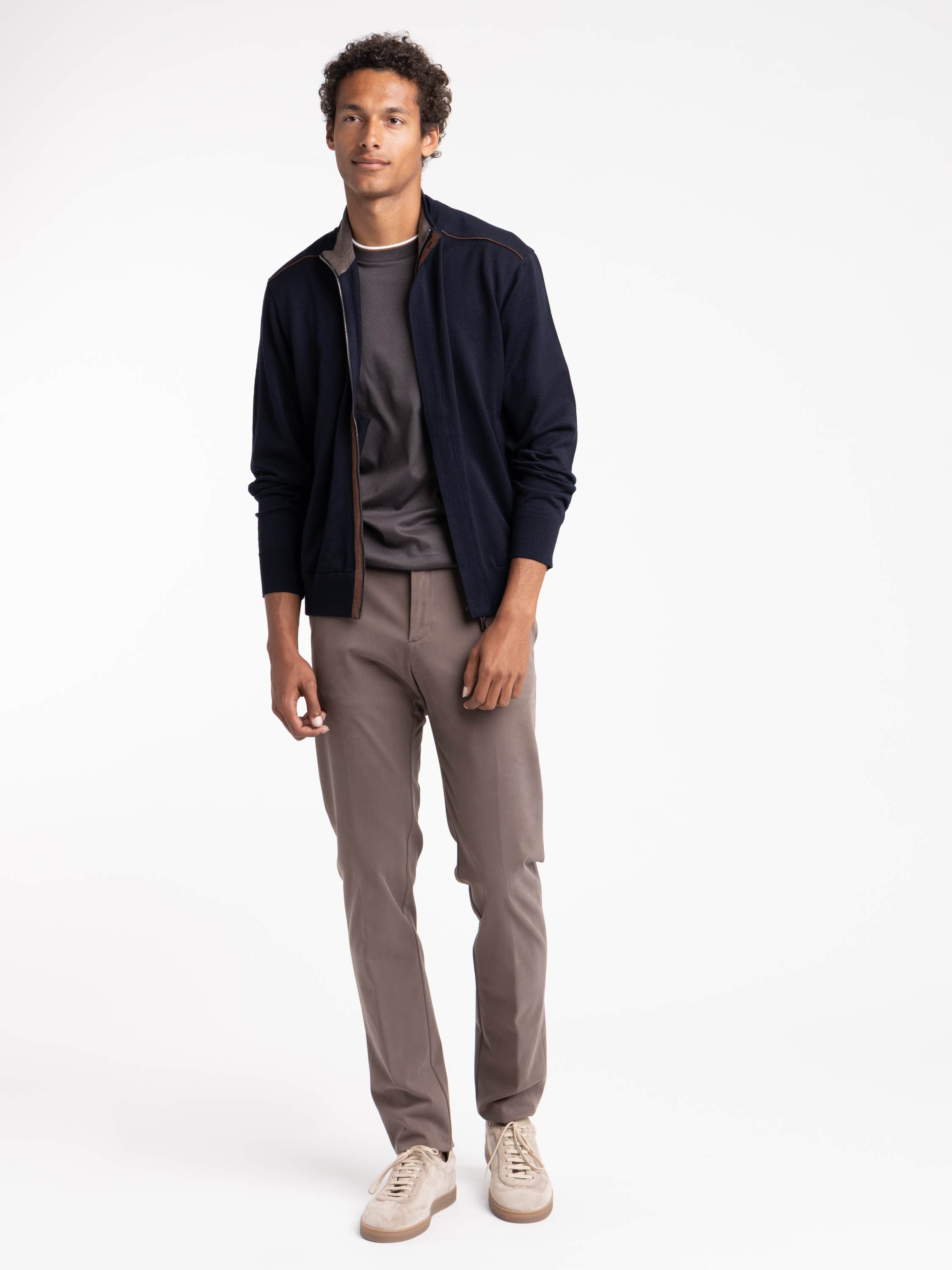 Navy Cardigan Sweater With Zip