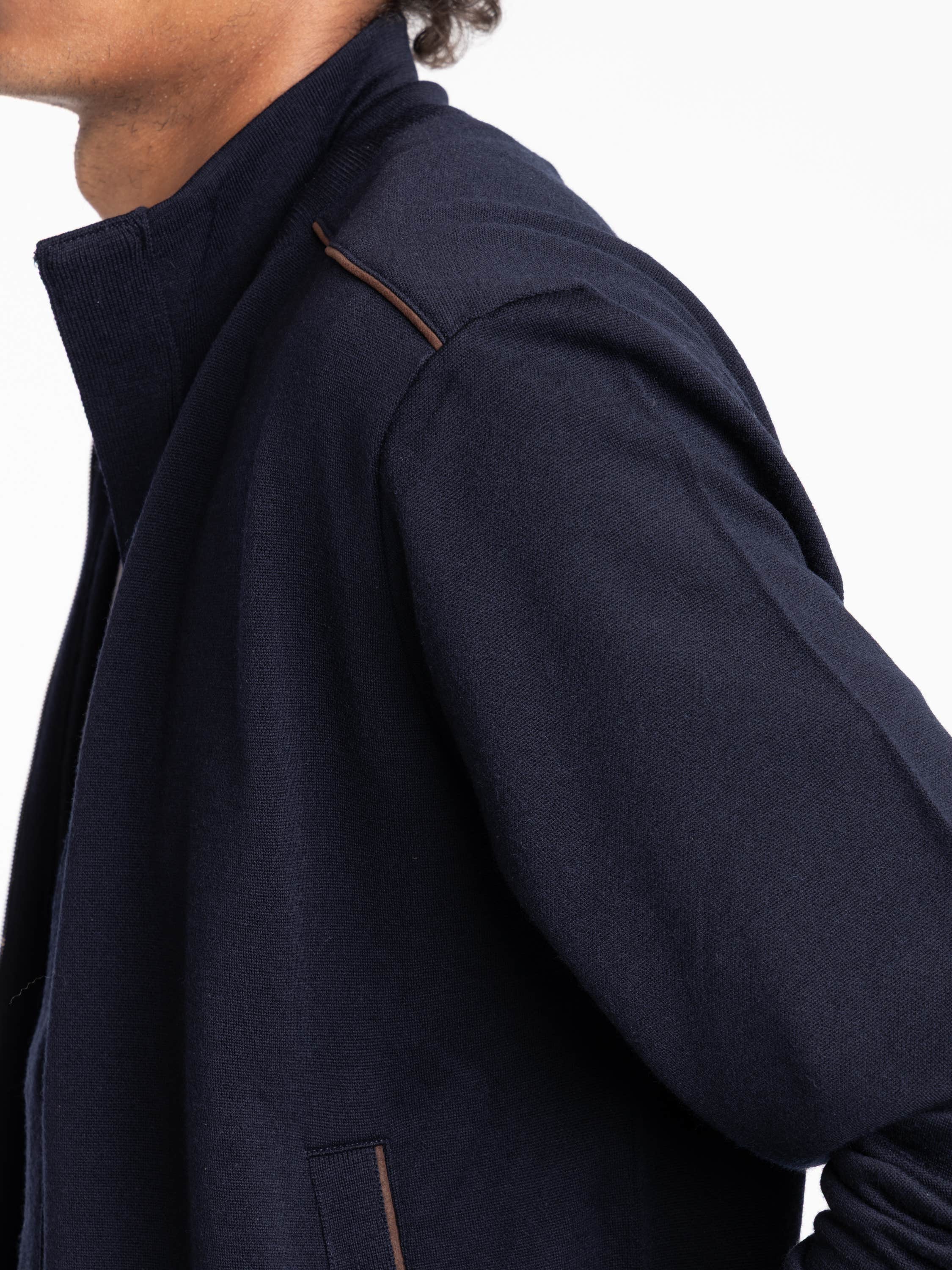 Navy Cardigan Sweater With Zip