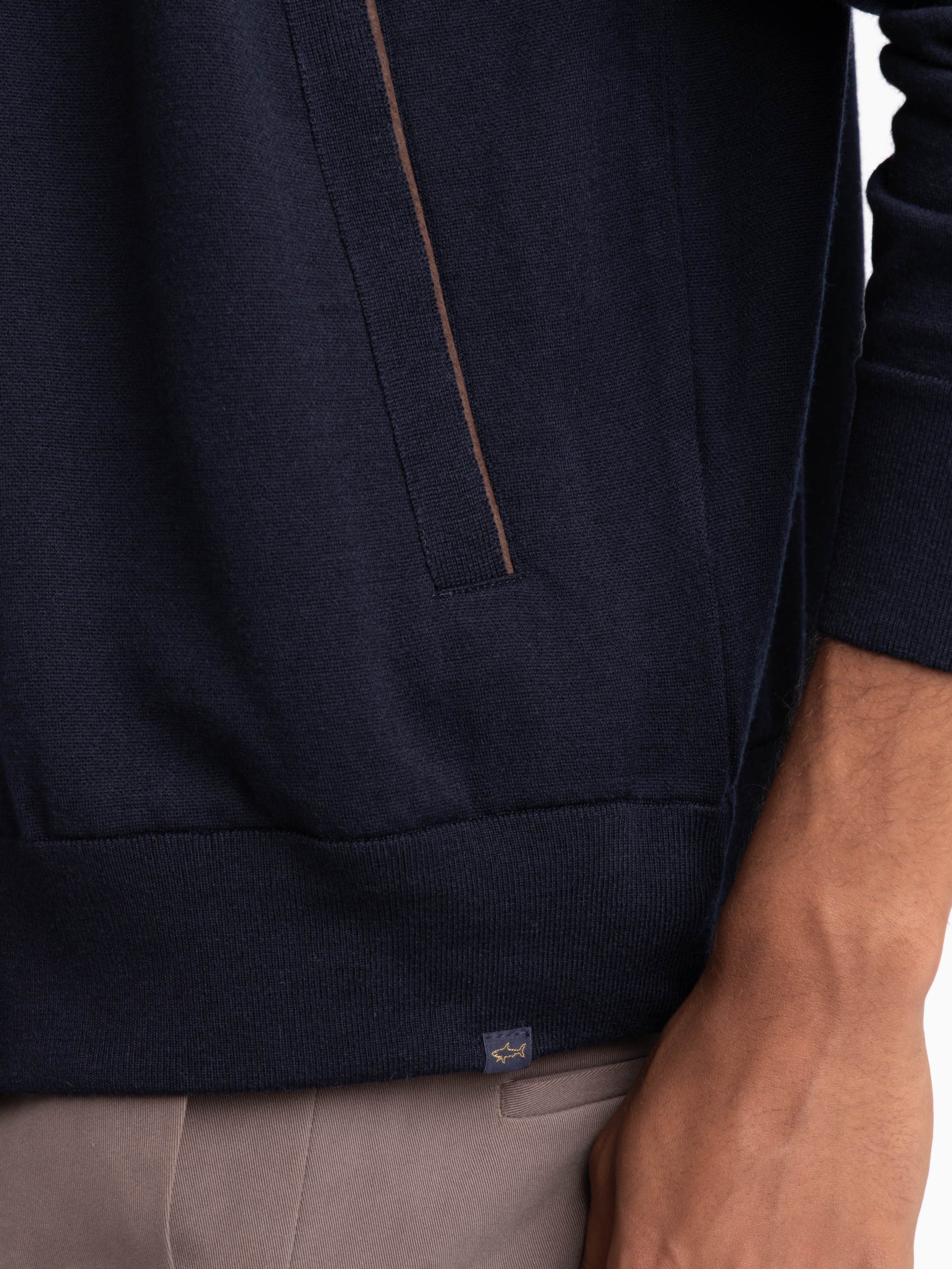 Navy Cardigan Sweater With Zip