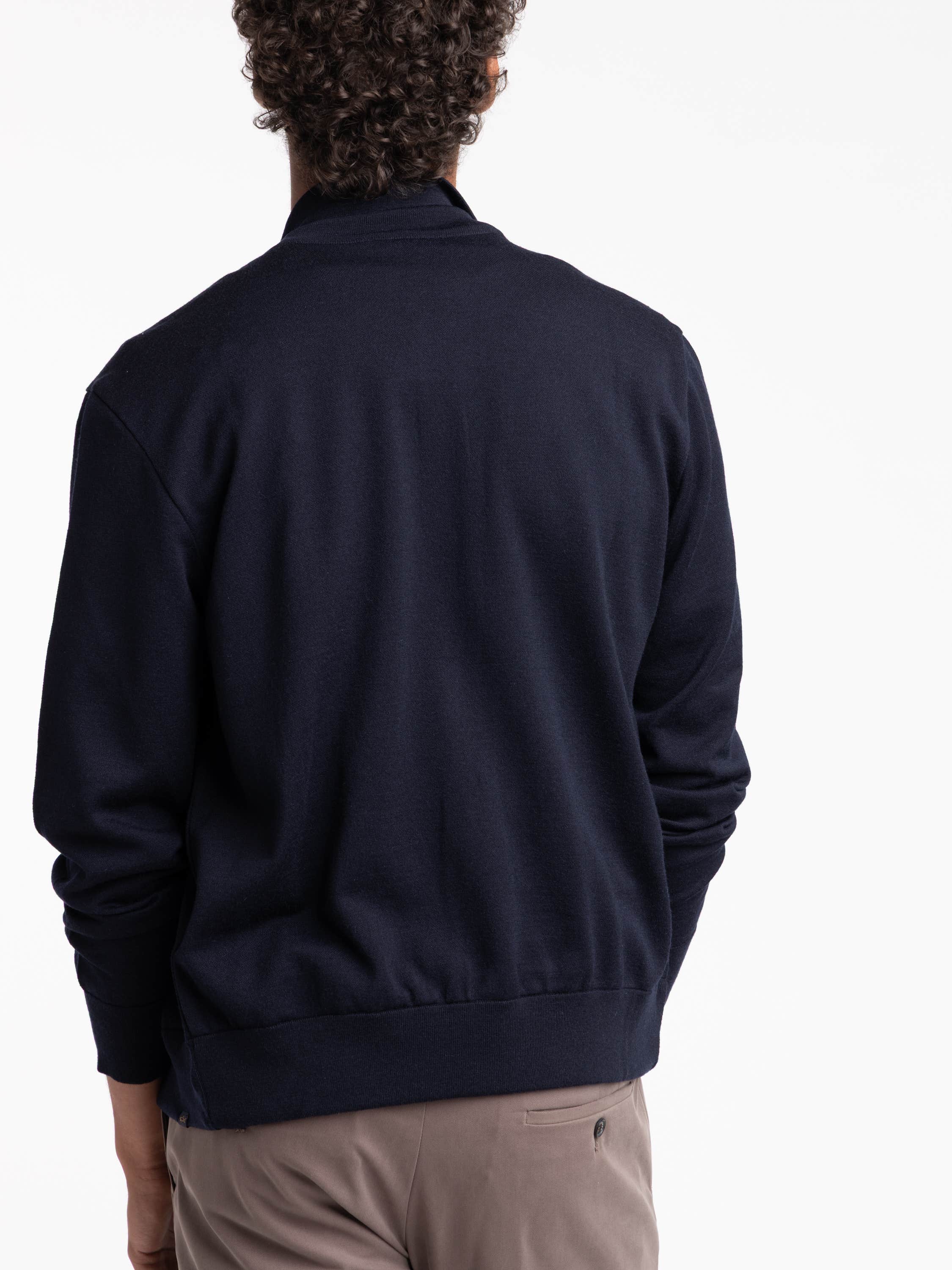 Navy Cardigan Sweater With Zip