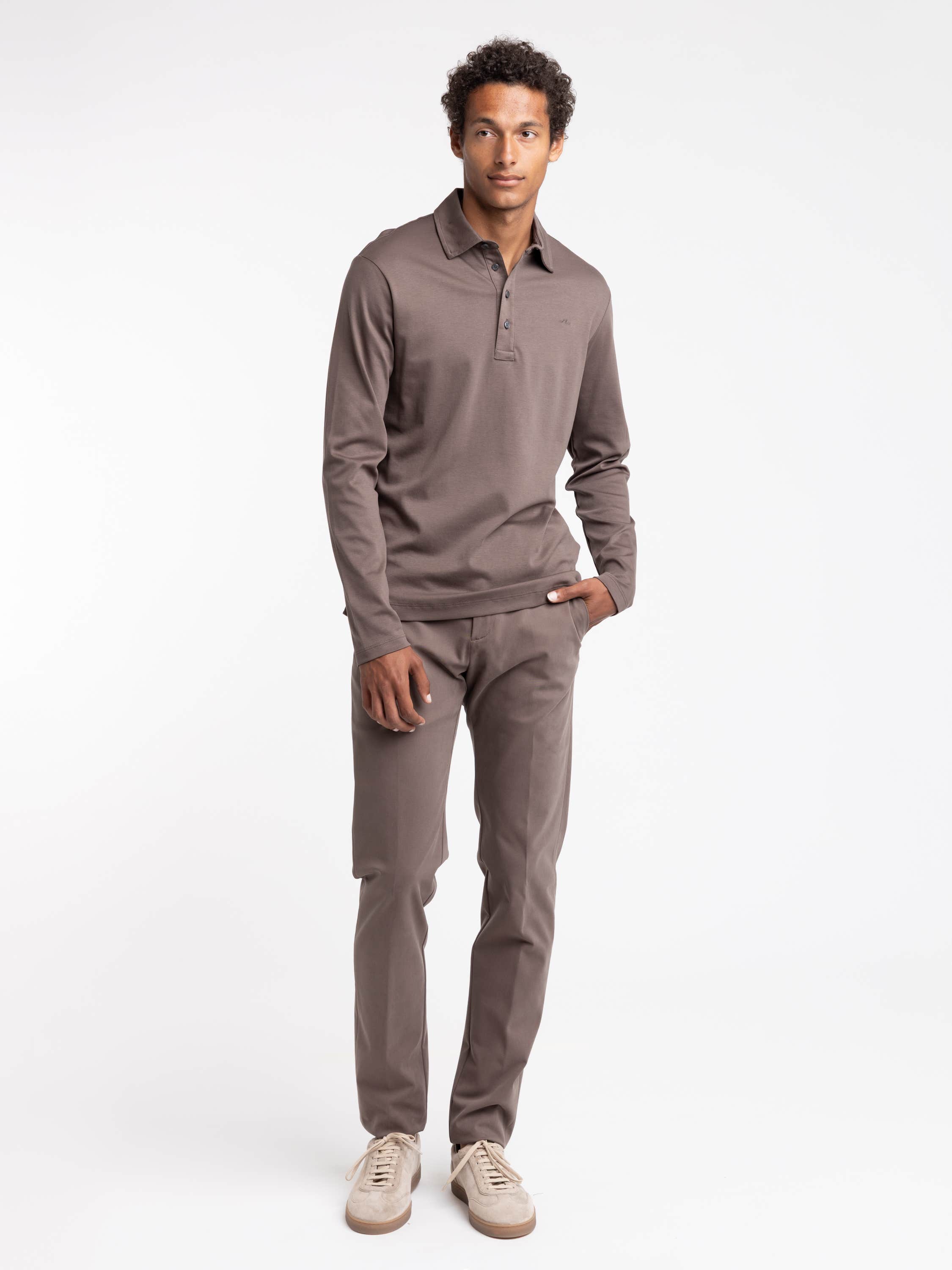 Taupe Long-Sleeved Cotton Shirt