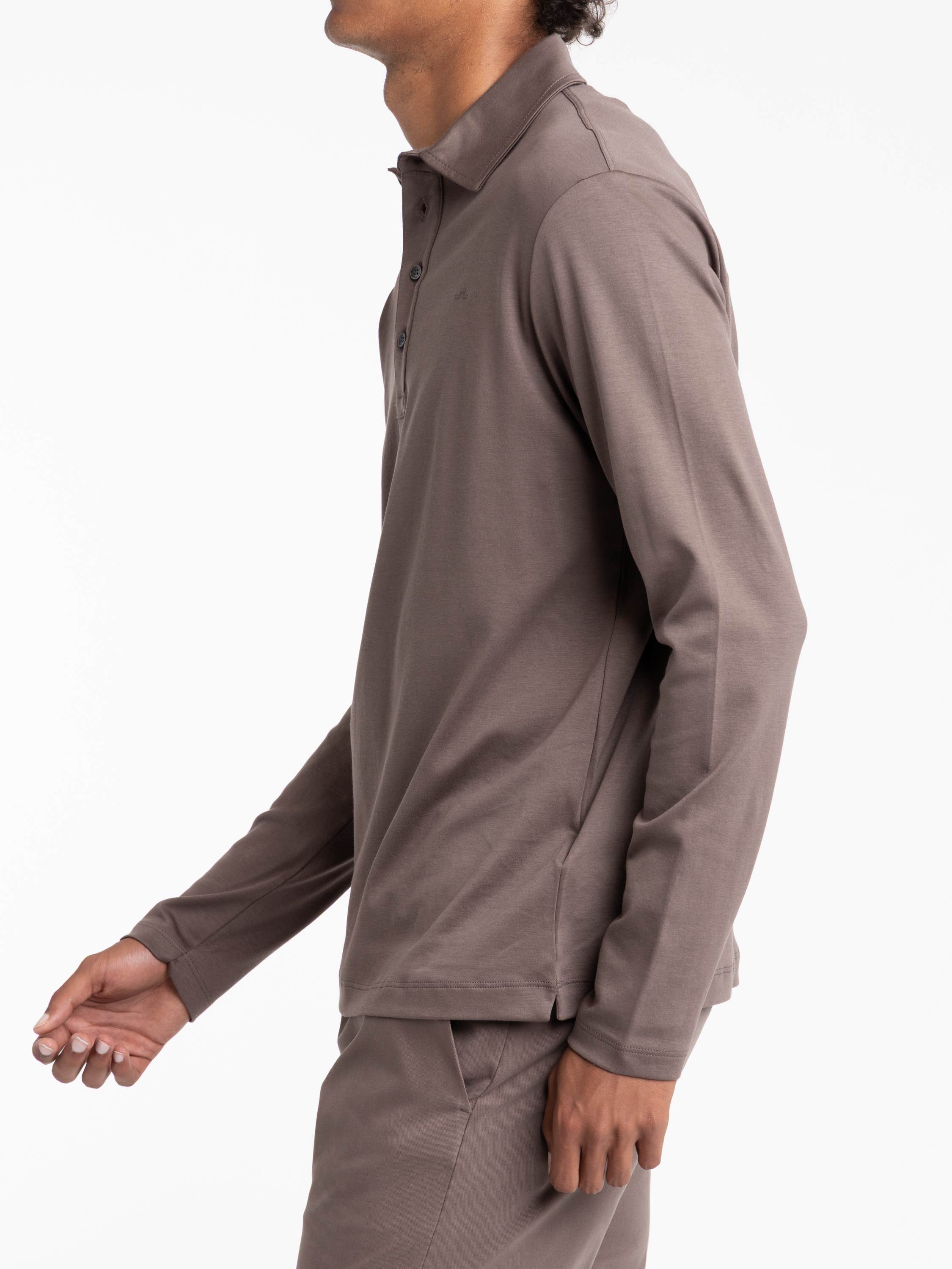 Taupe Long-Sleeved Cotton Shirt