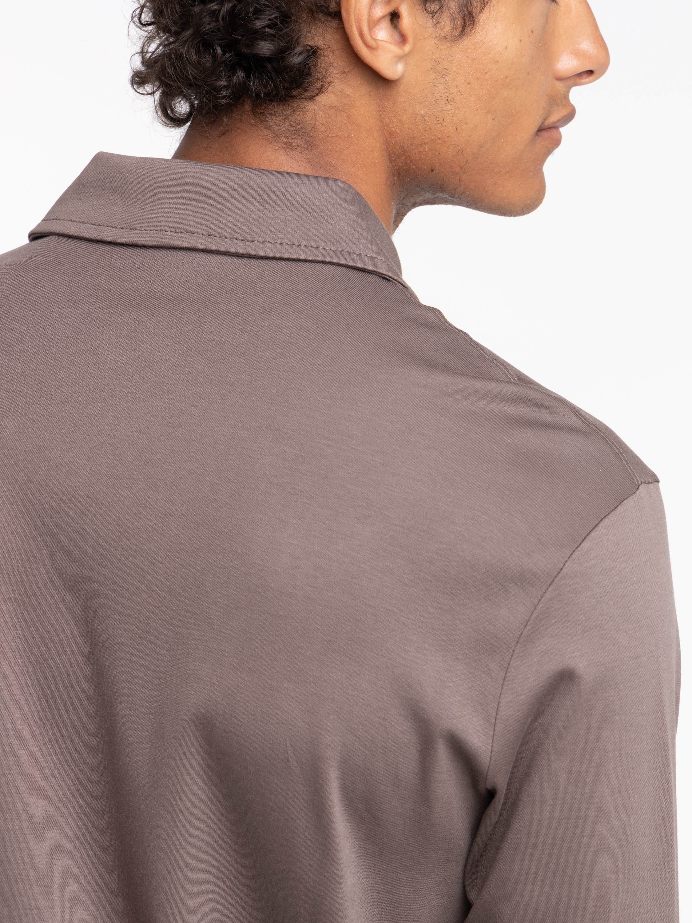 Taupe Long-Sleeved Cotton Shirt