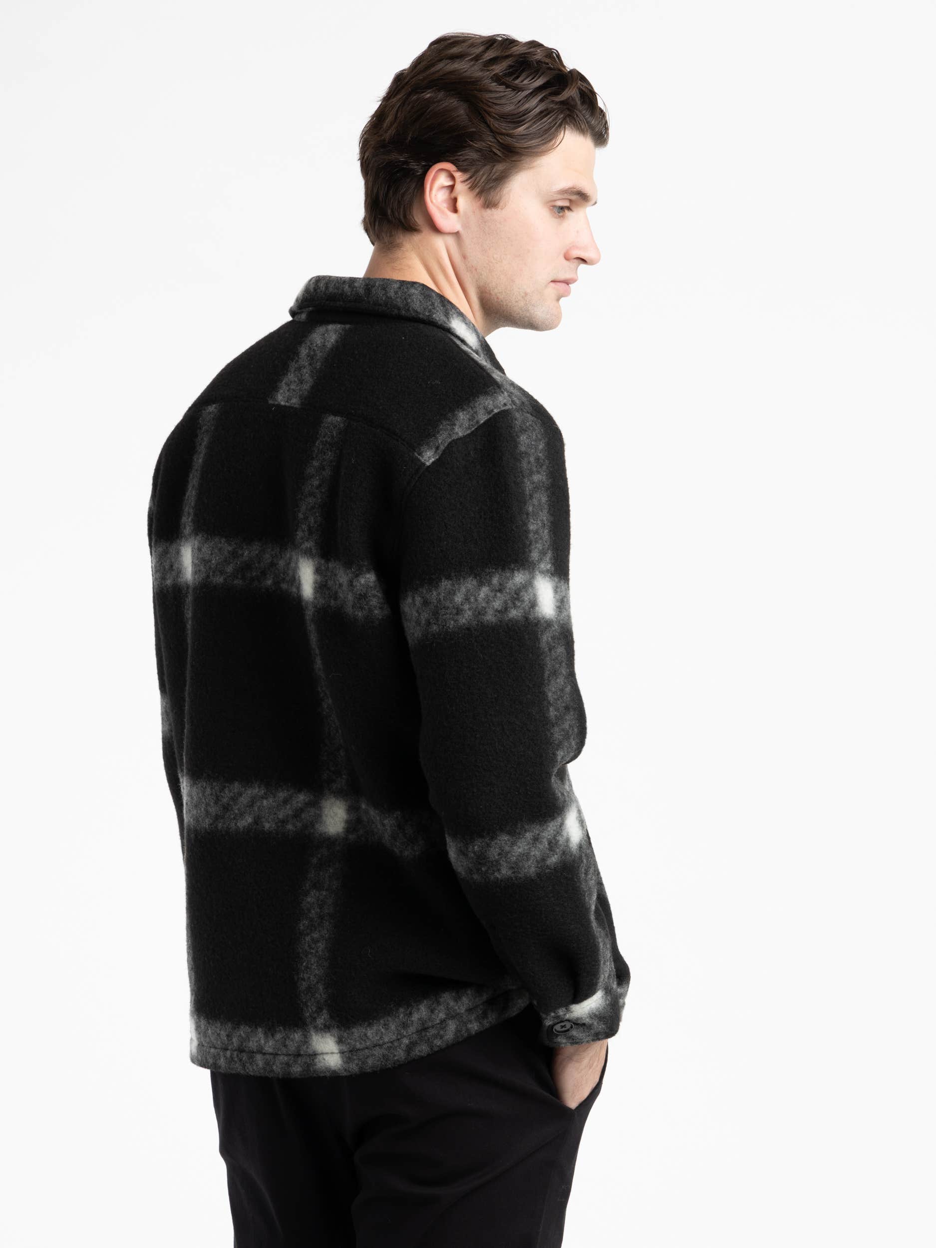 Black Check Fleece Overshirt