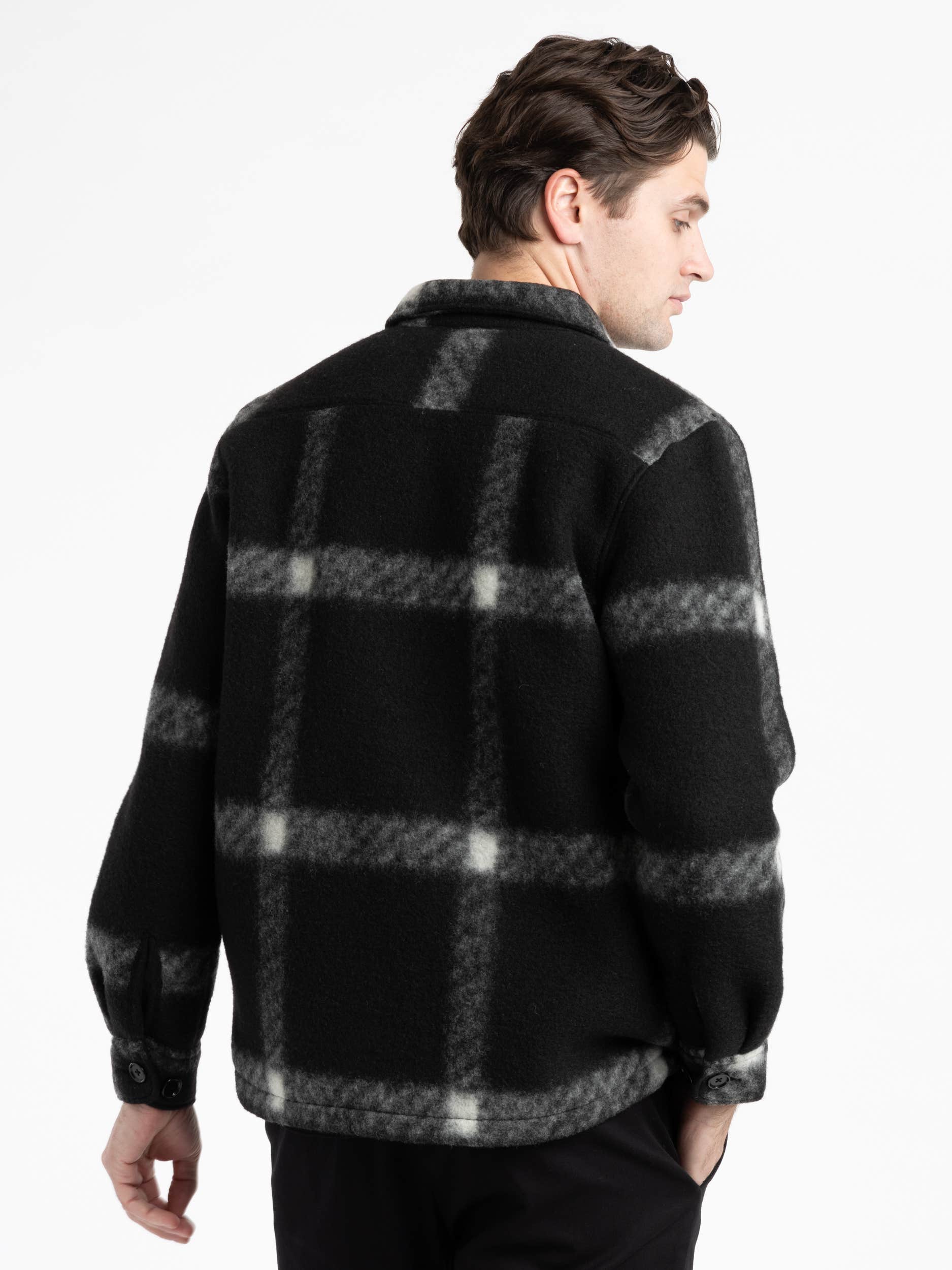 Black Check Fleece Overshirt