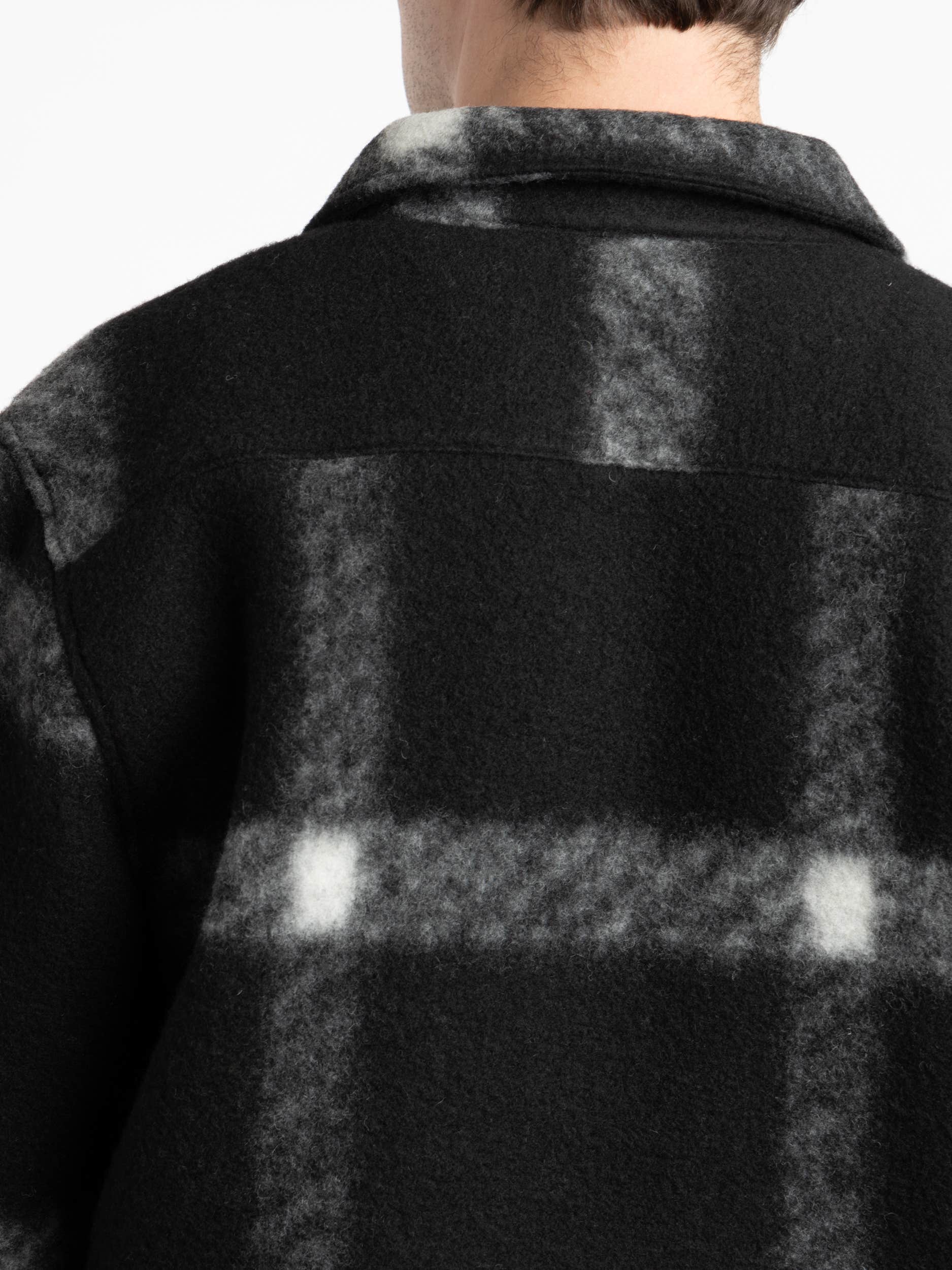 Black Check Fleece Overshirt