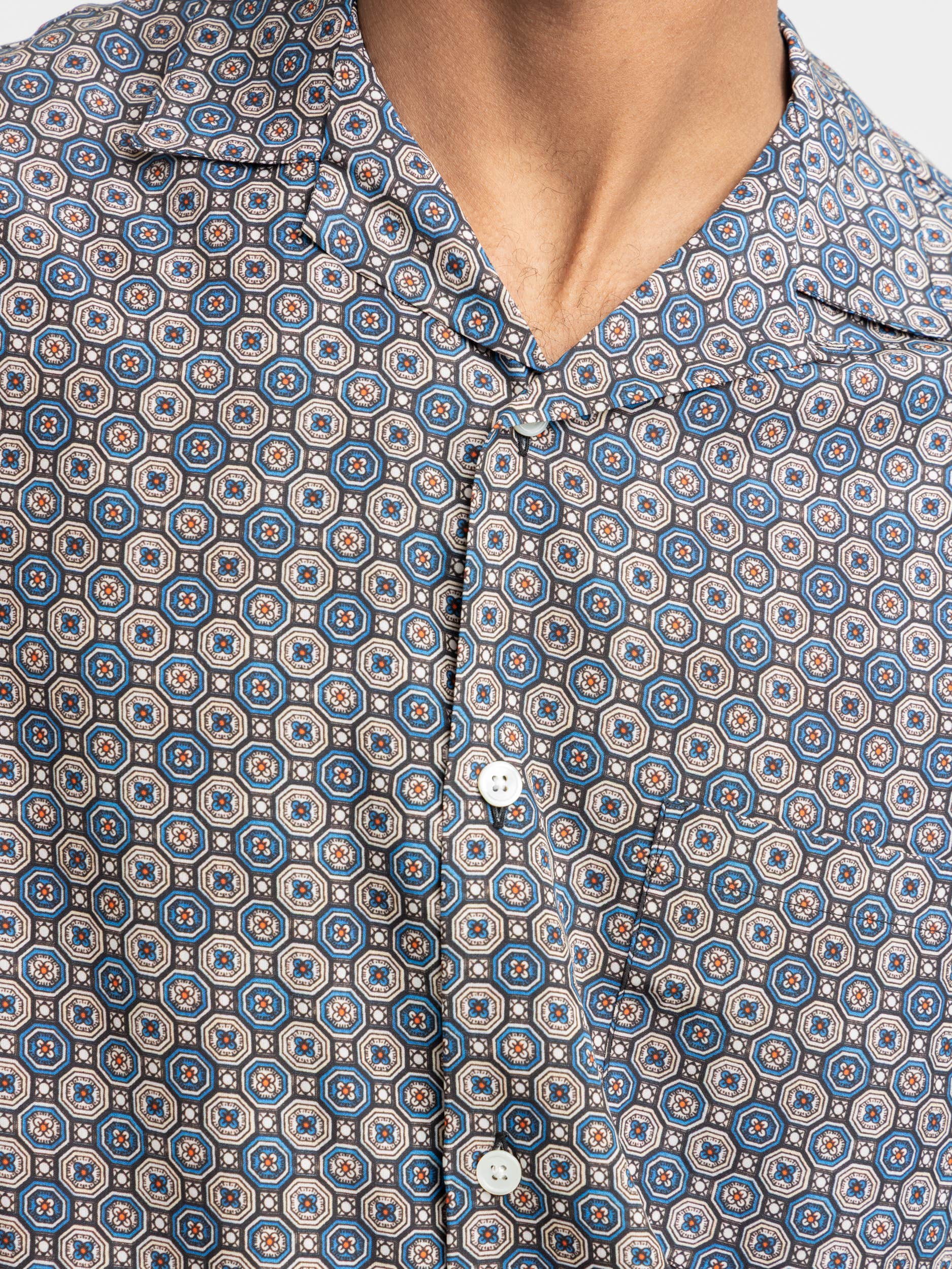 Conte Geometric Print Cobalt Blue Shirt