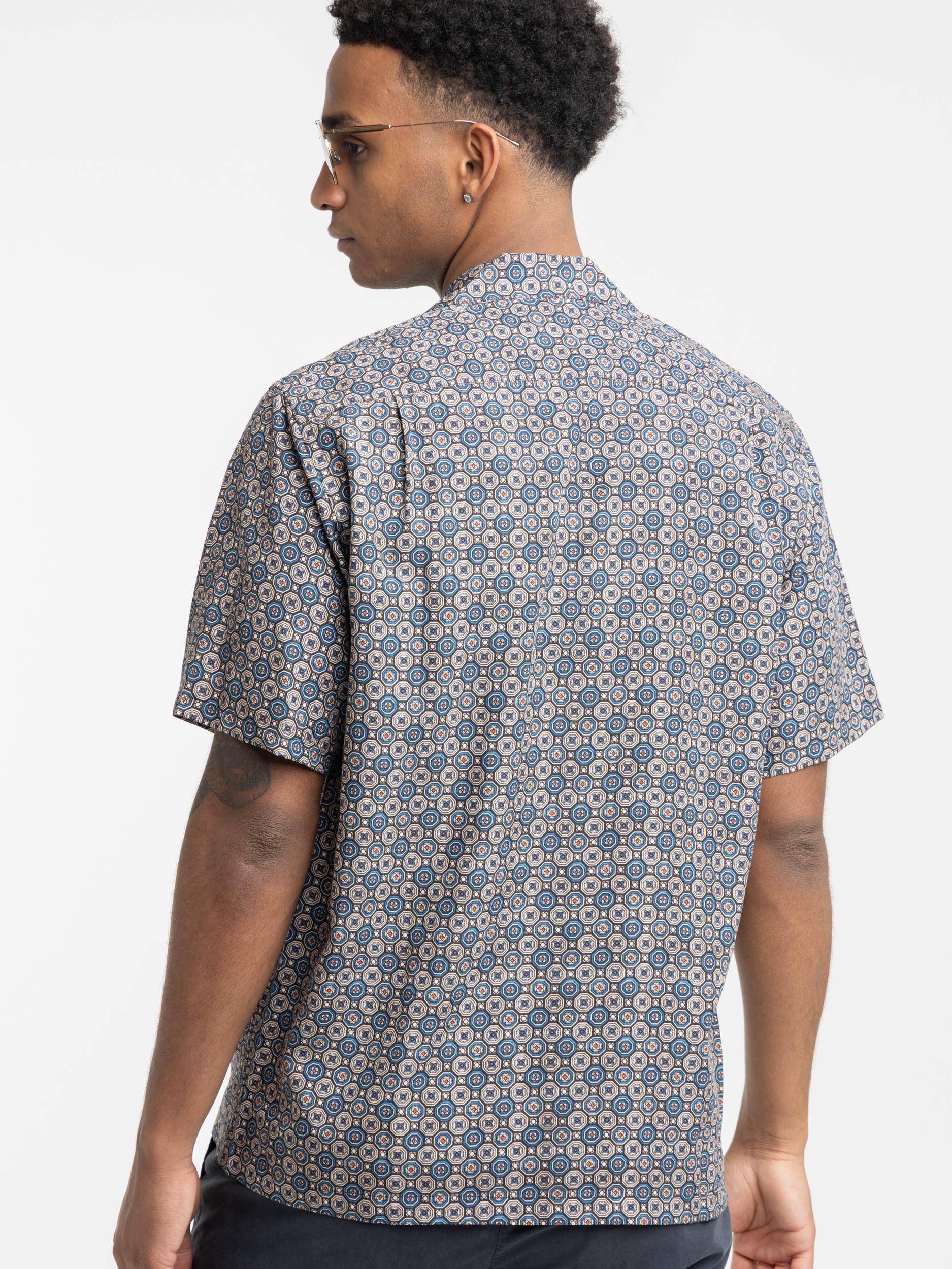 Conte Geometric Print Cobalt Blue Shirt