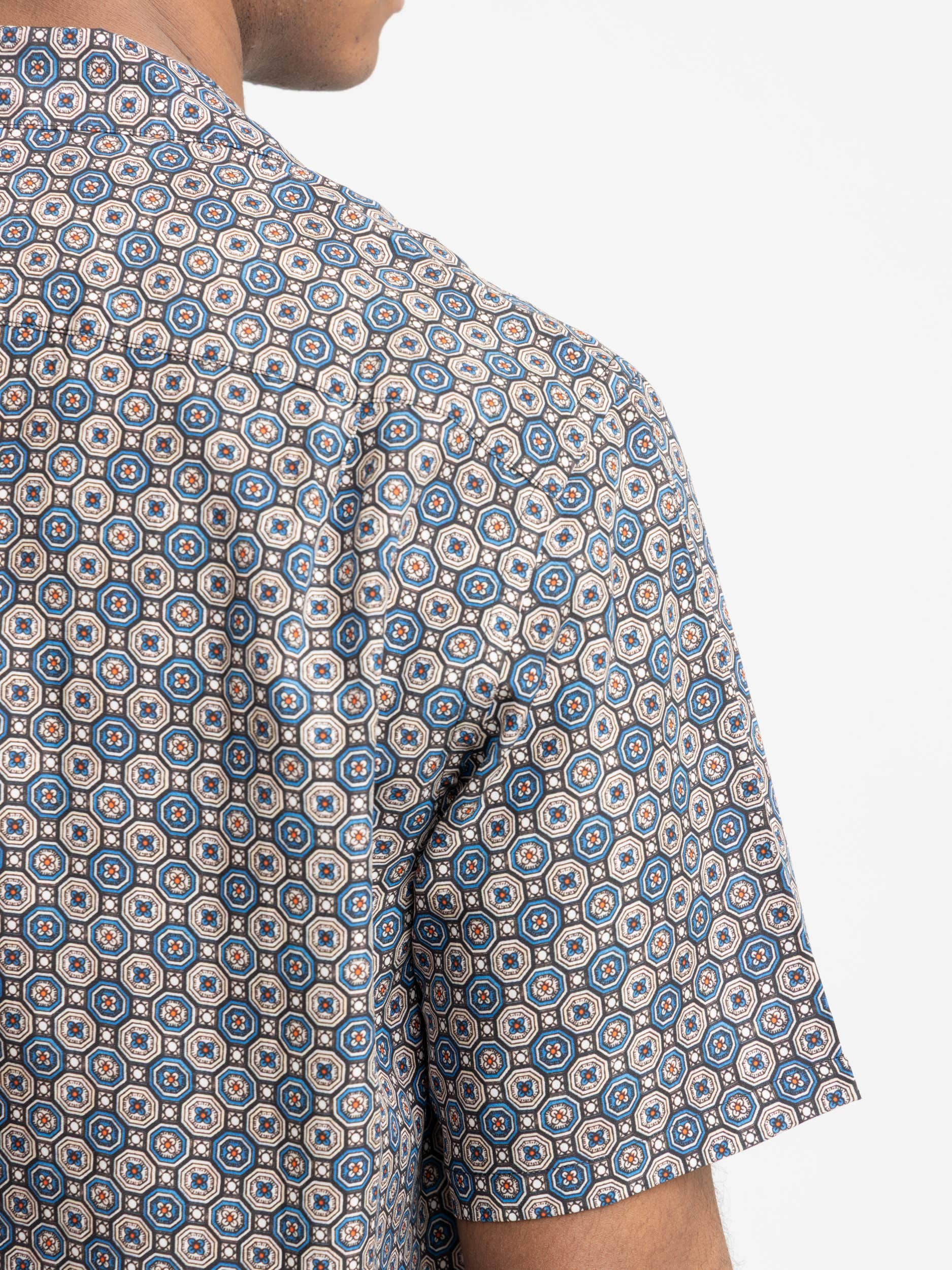 Conte Geometric Print Cobalt Blue Shirt