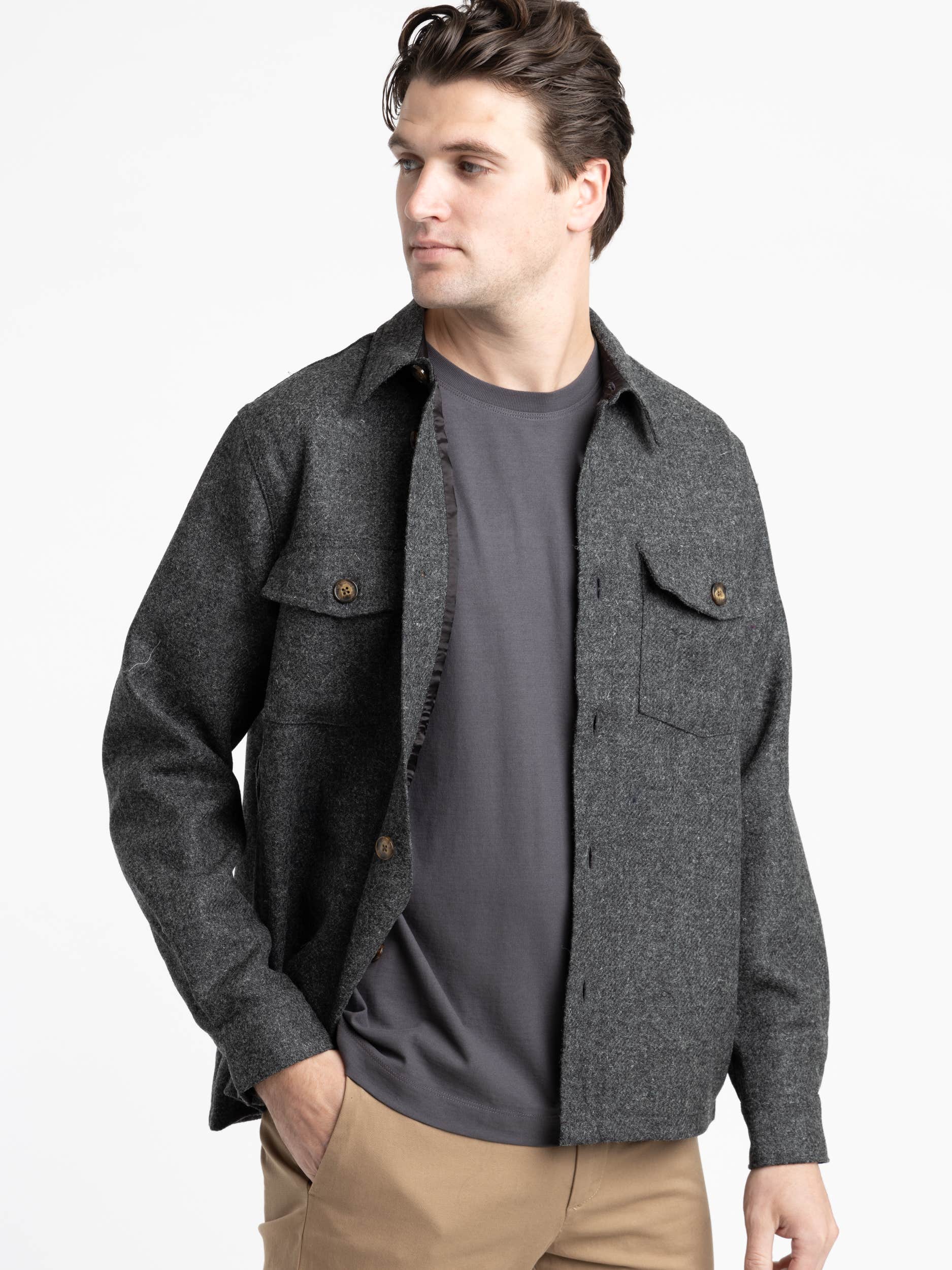 Grey Wool Field Overshirt