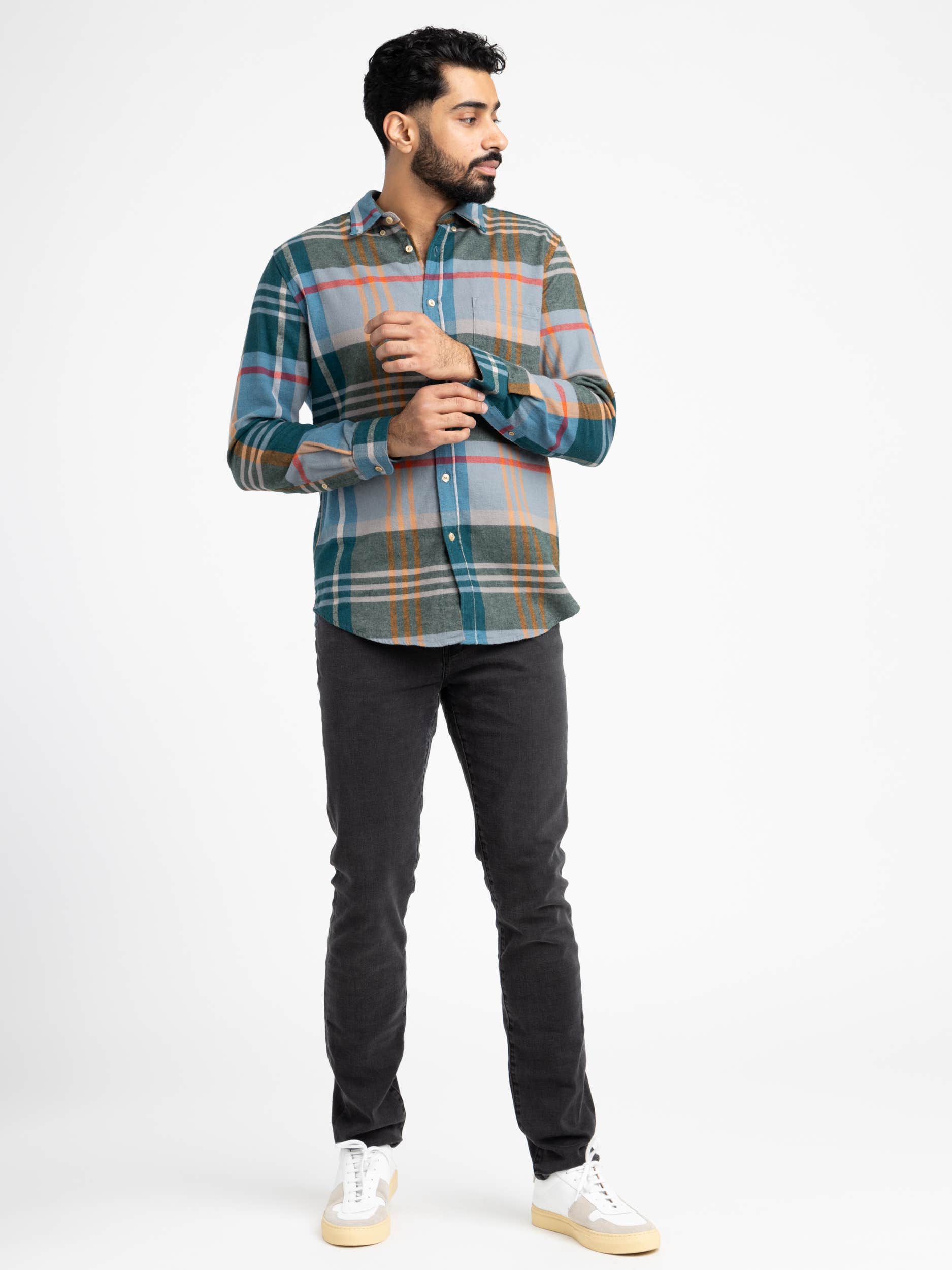 Green Multi-Check Realm Flannel Shirt