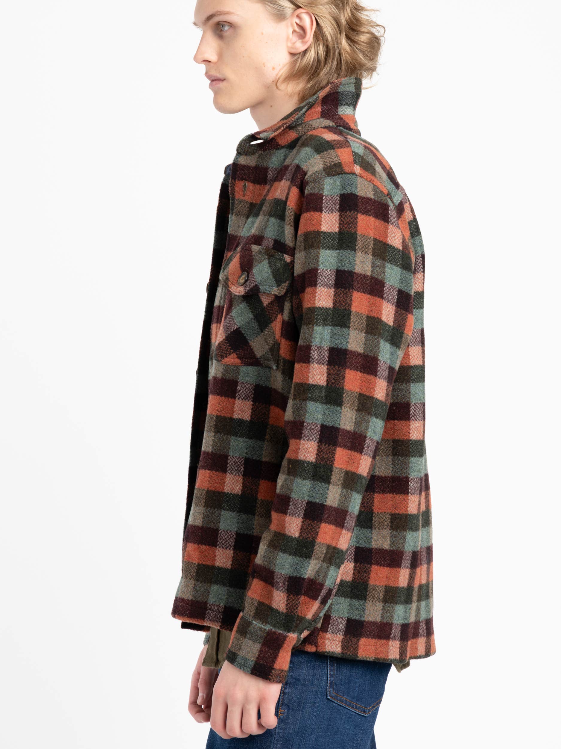 Red Check Block Overshirt