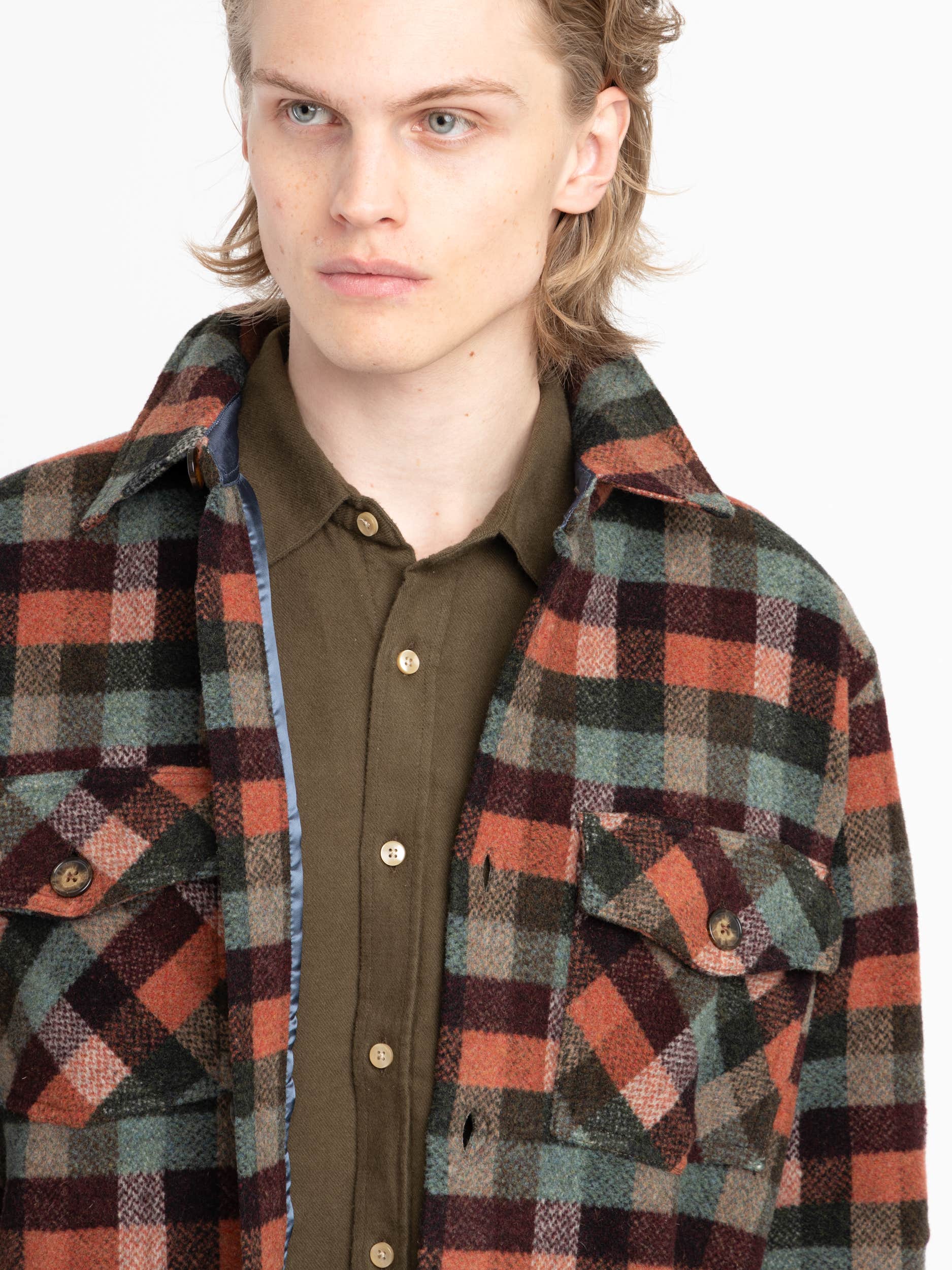 Red Check Block Overshirt