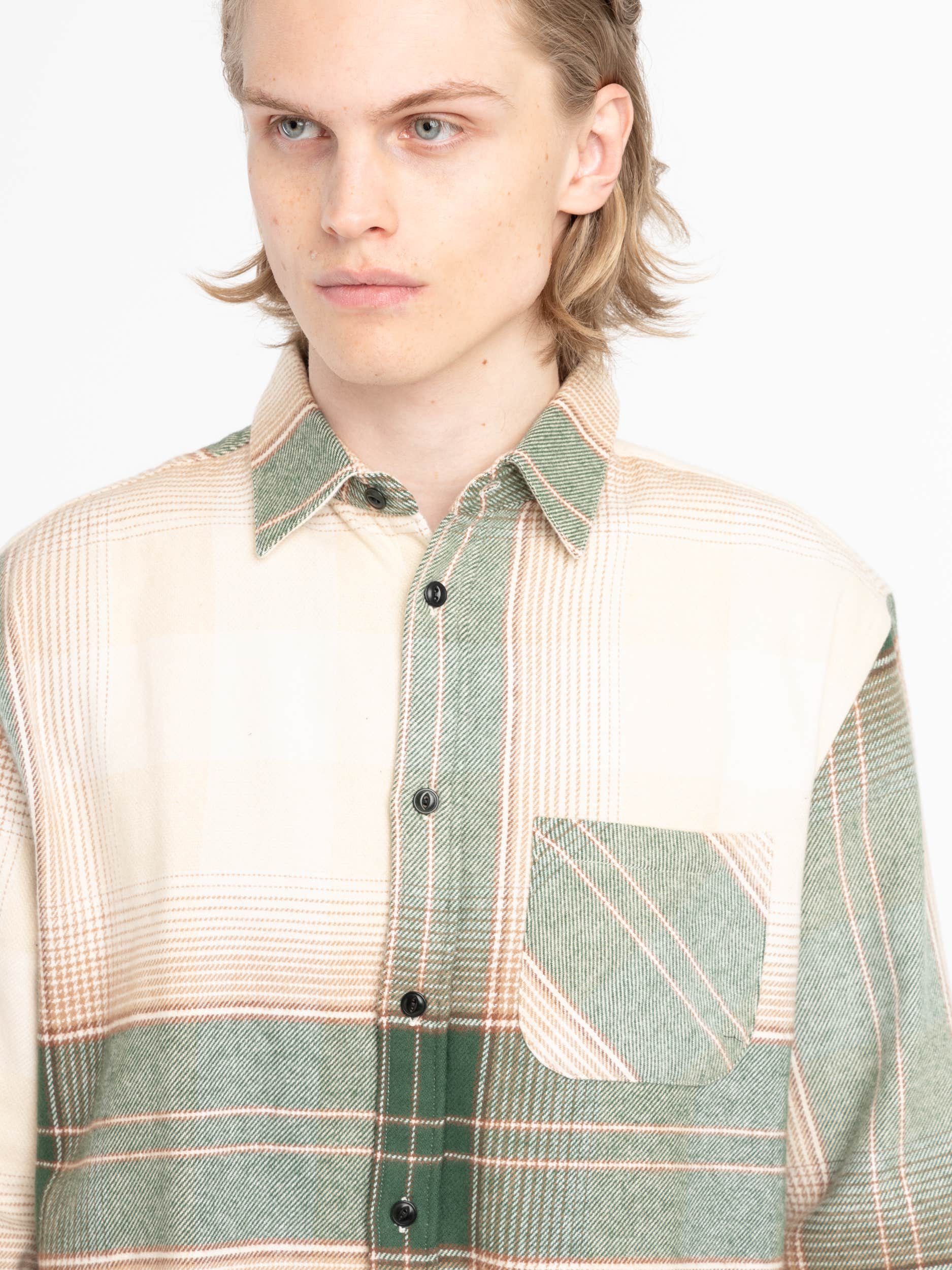 Green/Ecru Sequoia Plaid Flannel Shirt