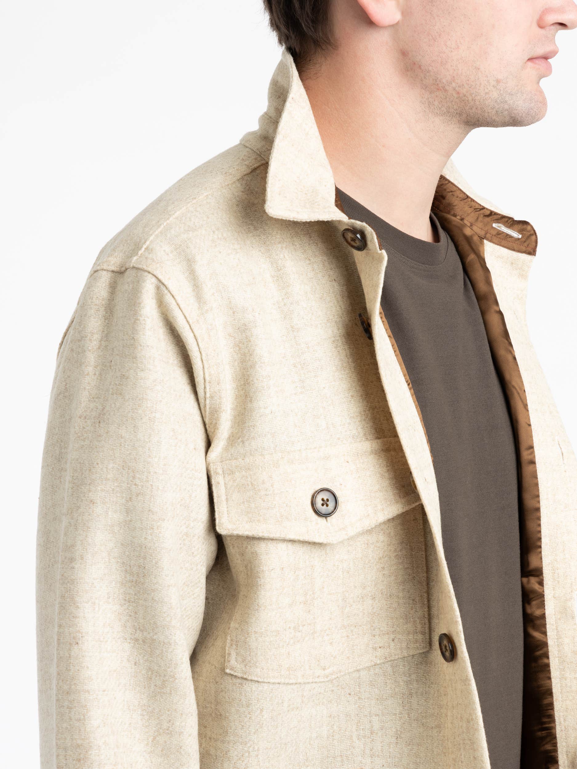 Ecru Wool Field Overshirt