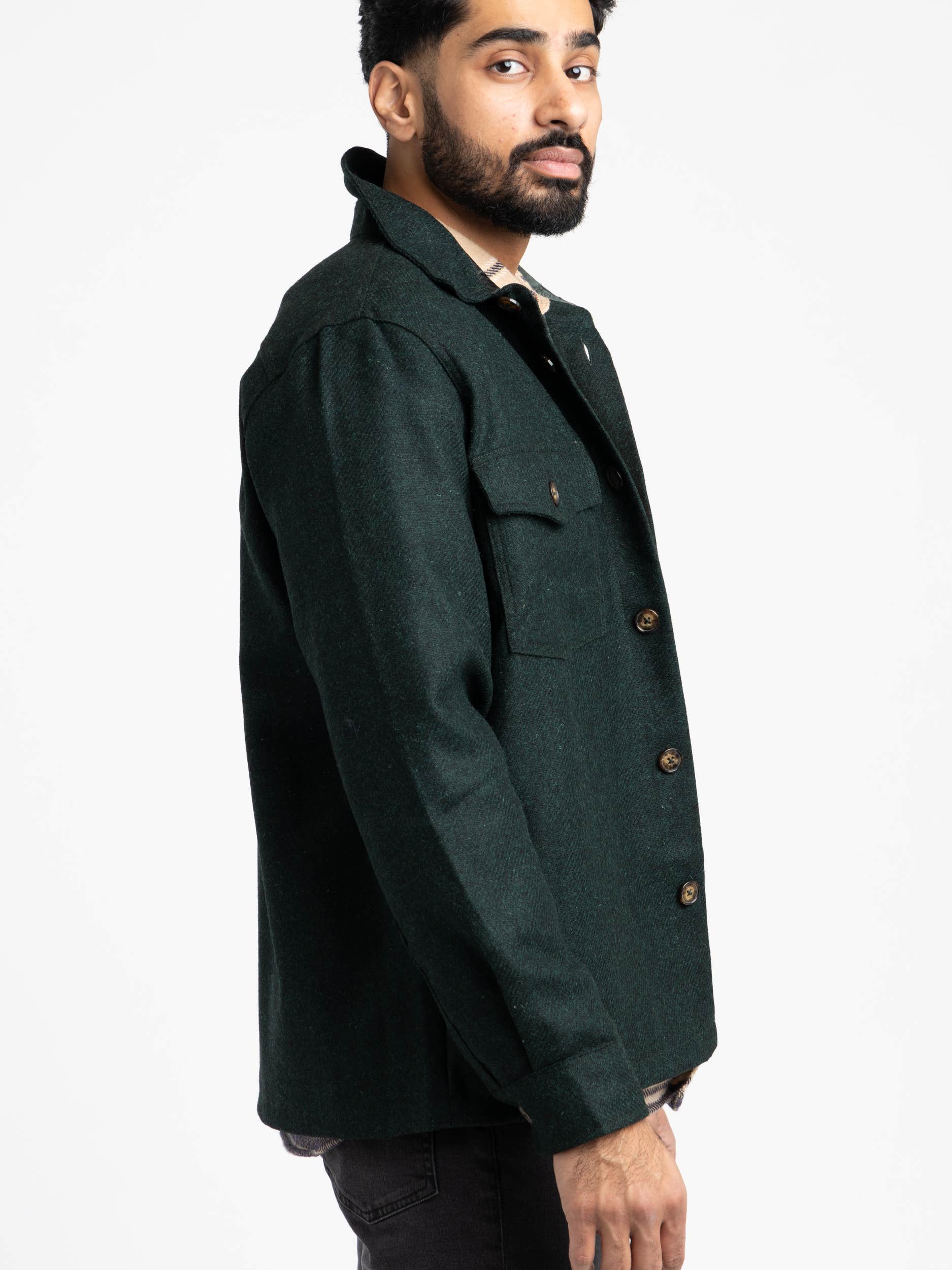 Field Green Wool Overshirt