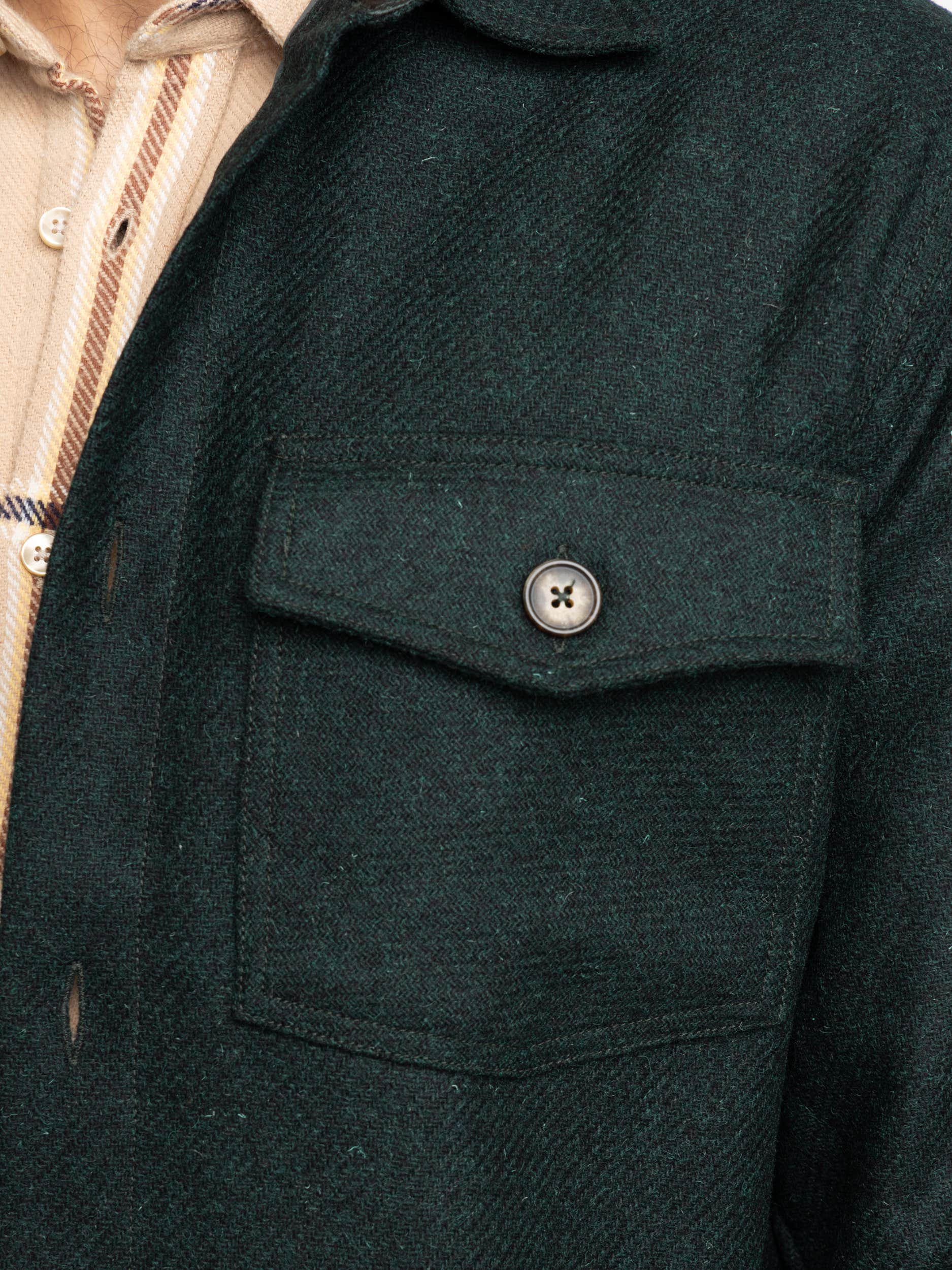 Field Green Wool Overshirt
