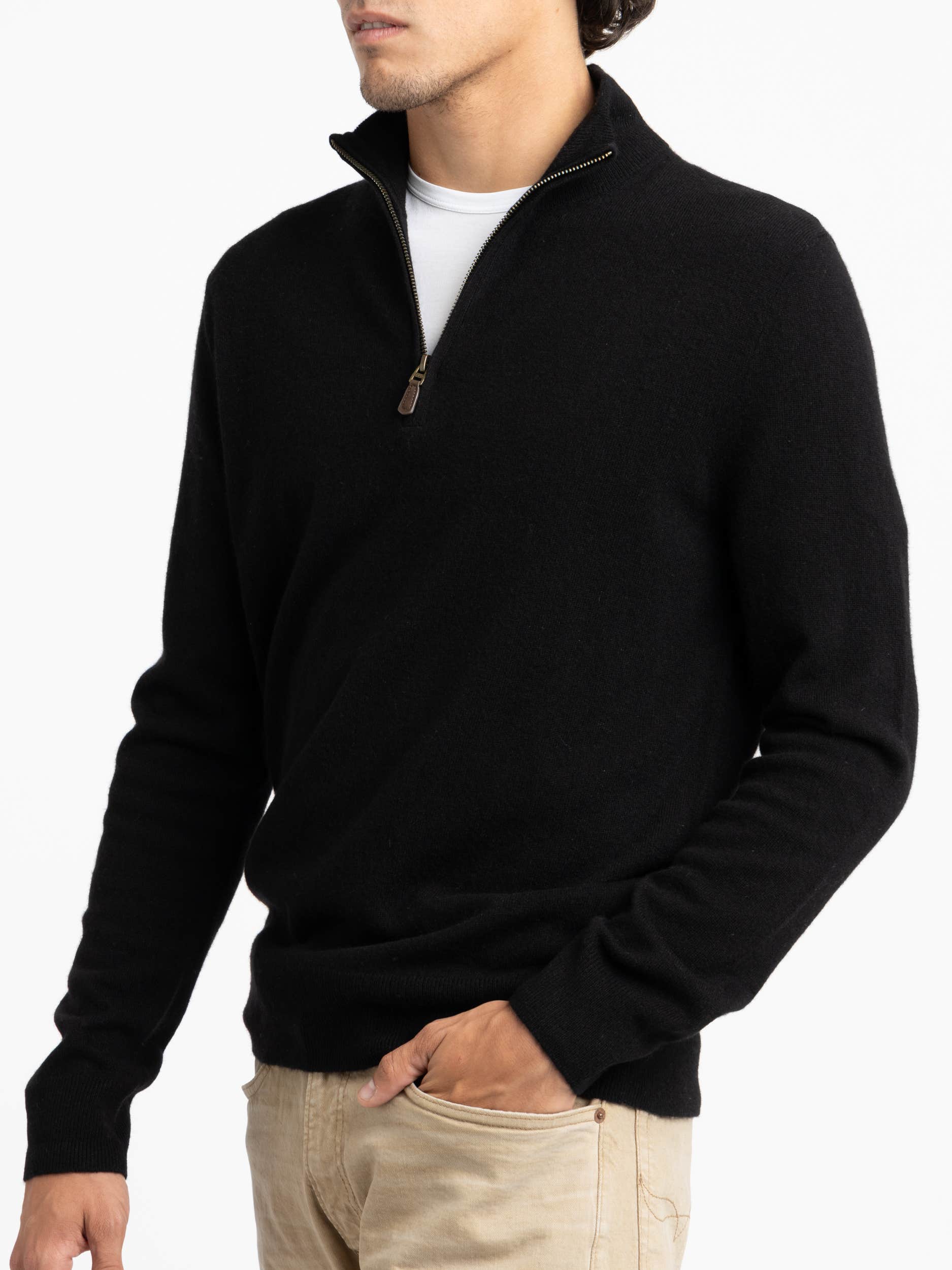 Black Wool Quarter Zip