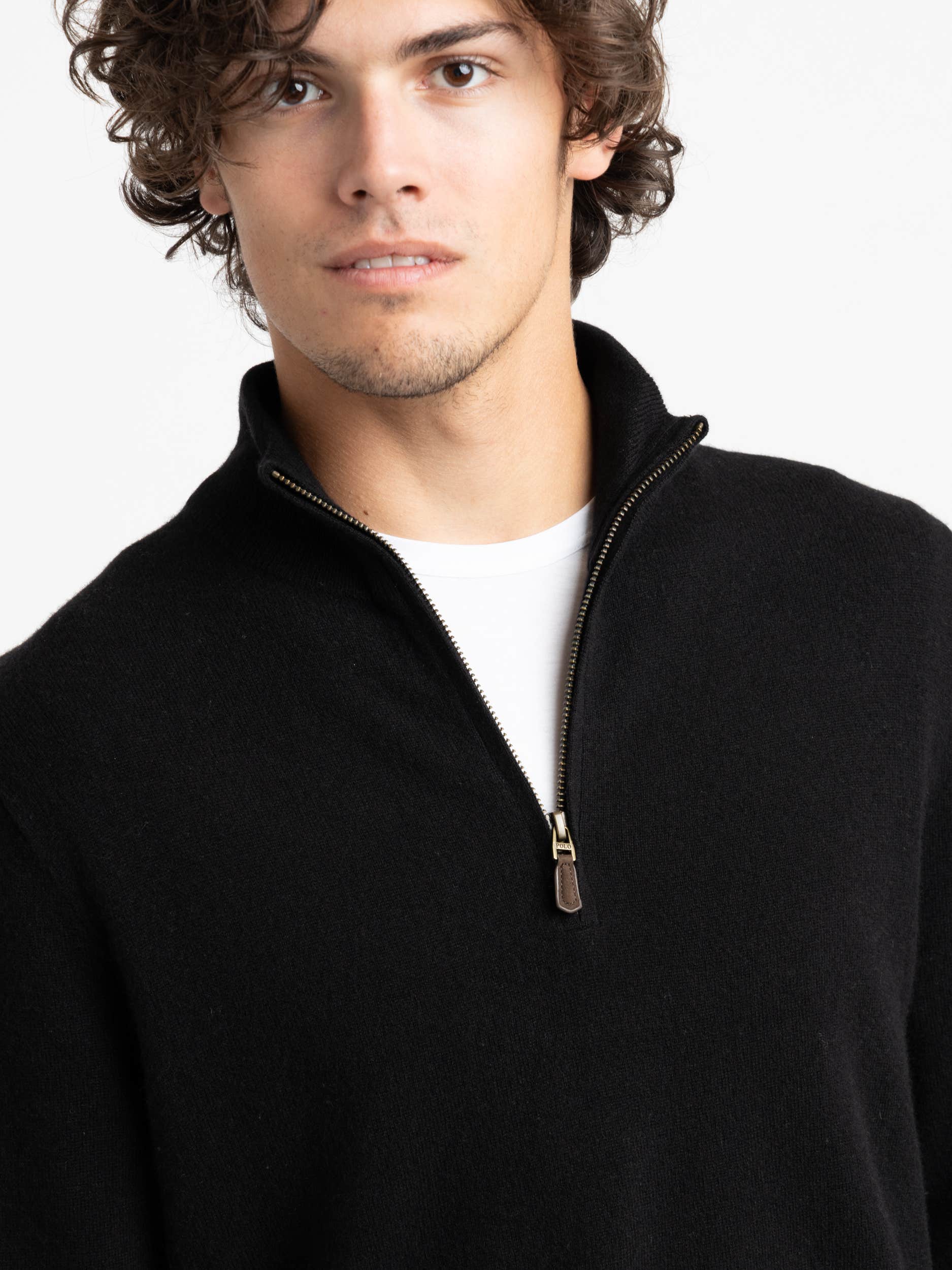 Black Wool Quarter Zip