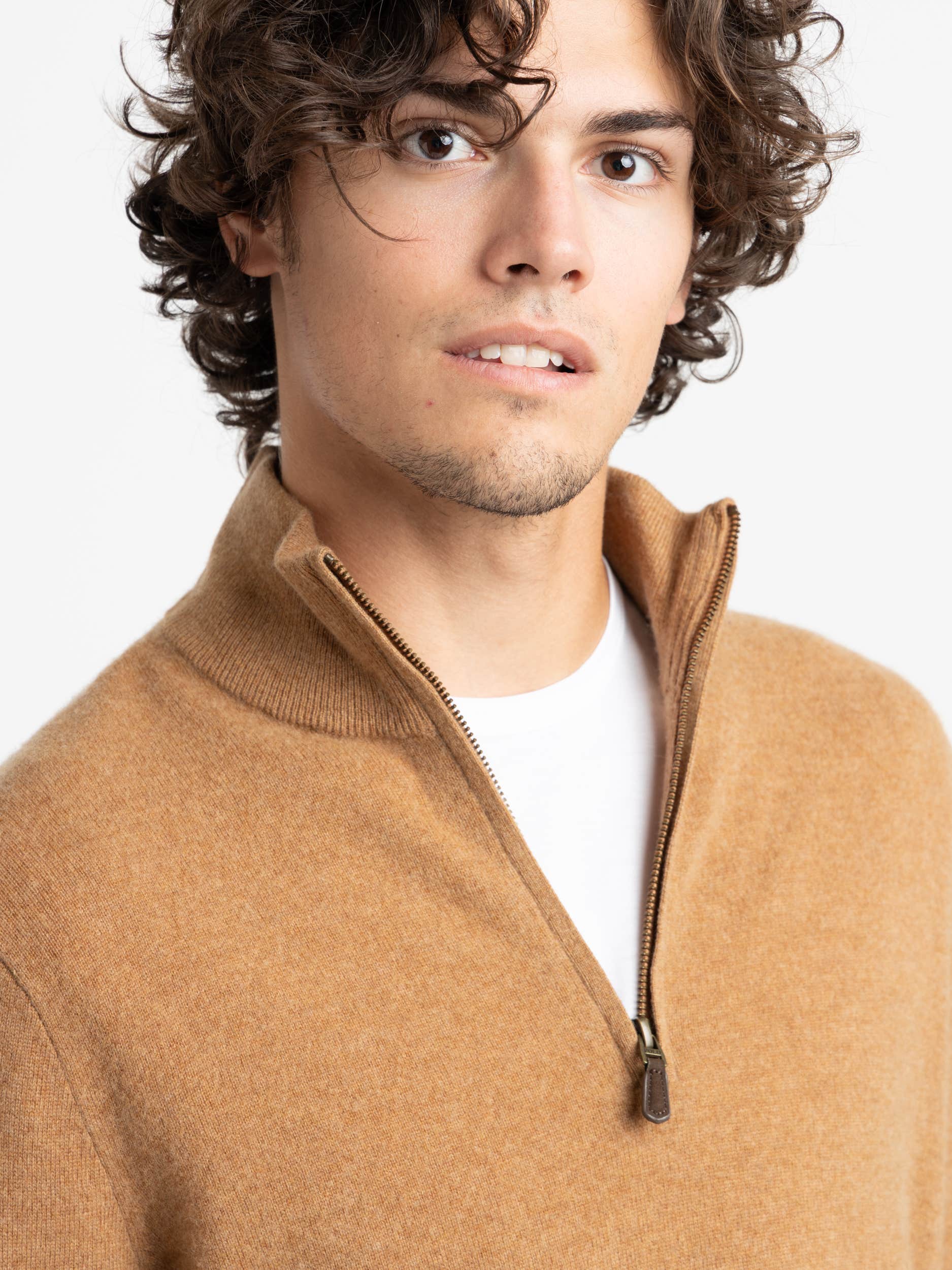 Camel Wool Quarter Zip