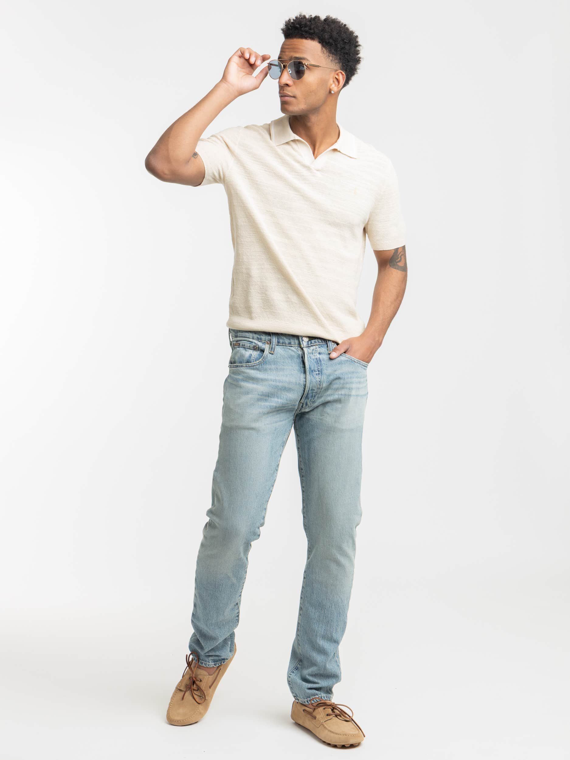Cream Textured Cotton-Linen Sweater Shirt