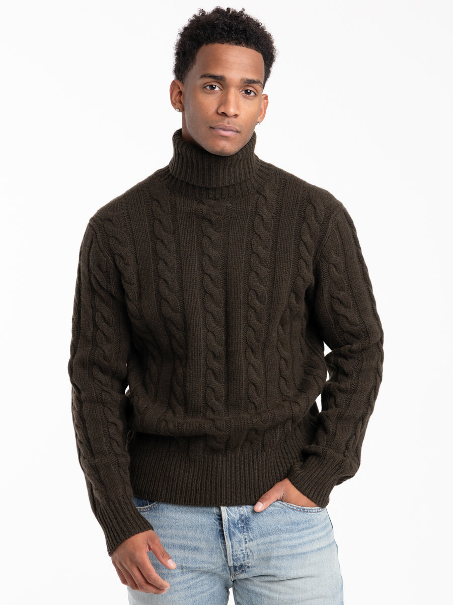 Dark Green Cable-Knit Wool-Cashmere Sweater – The Helm Clothing