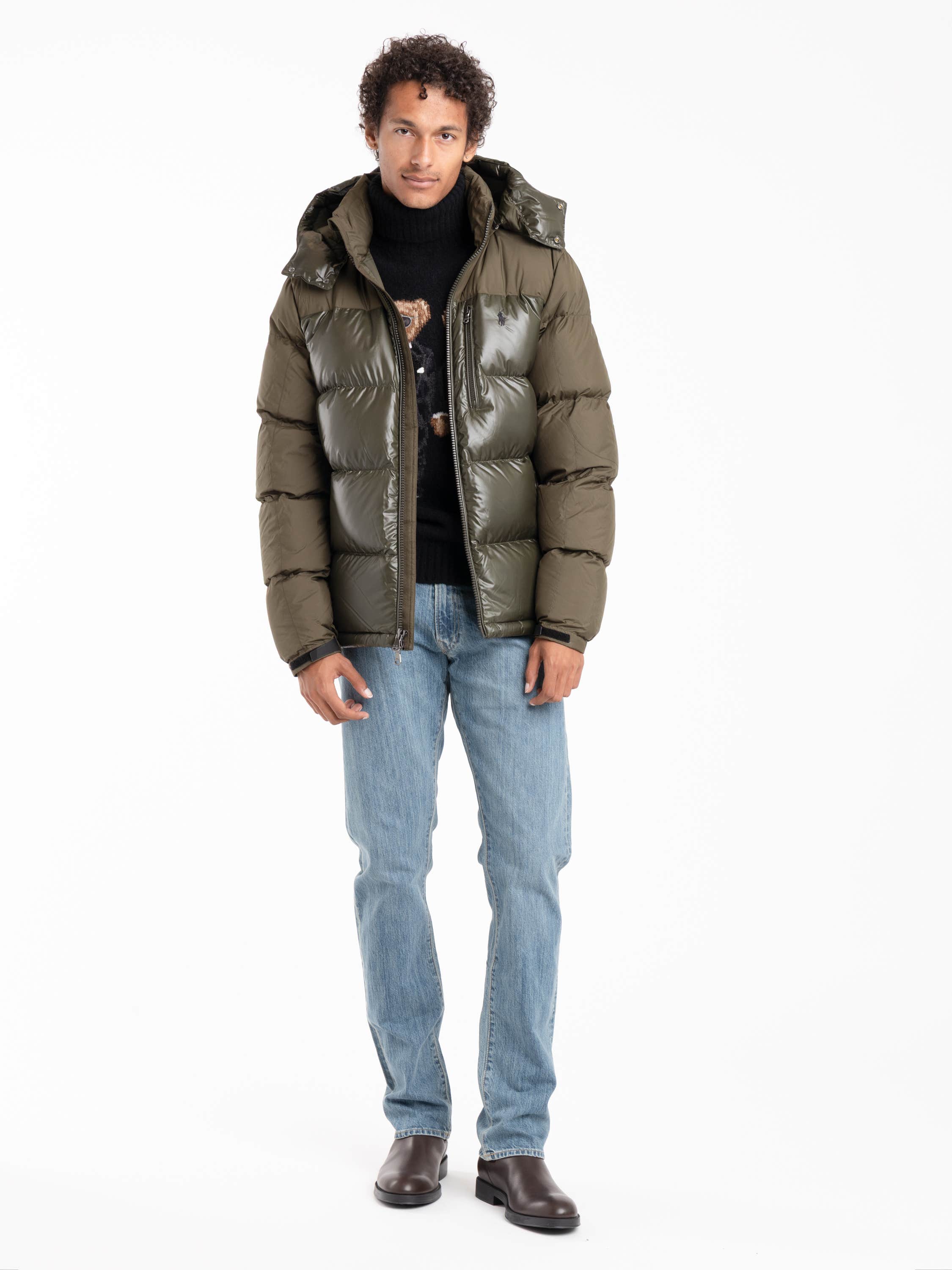 Dark Green Two-Tone Down Jacket