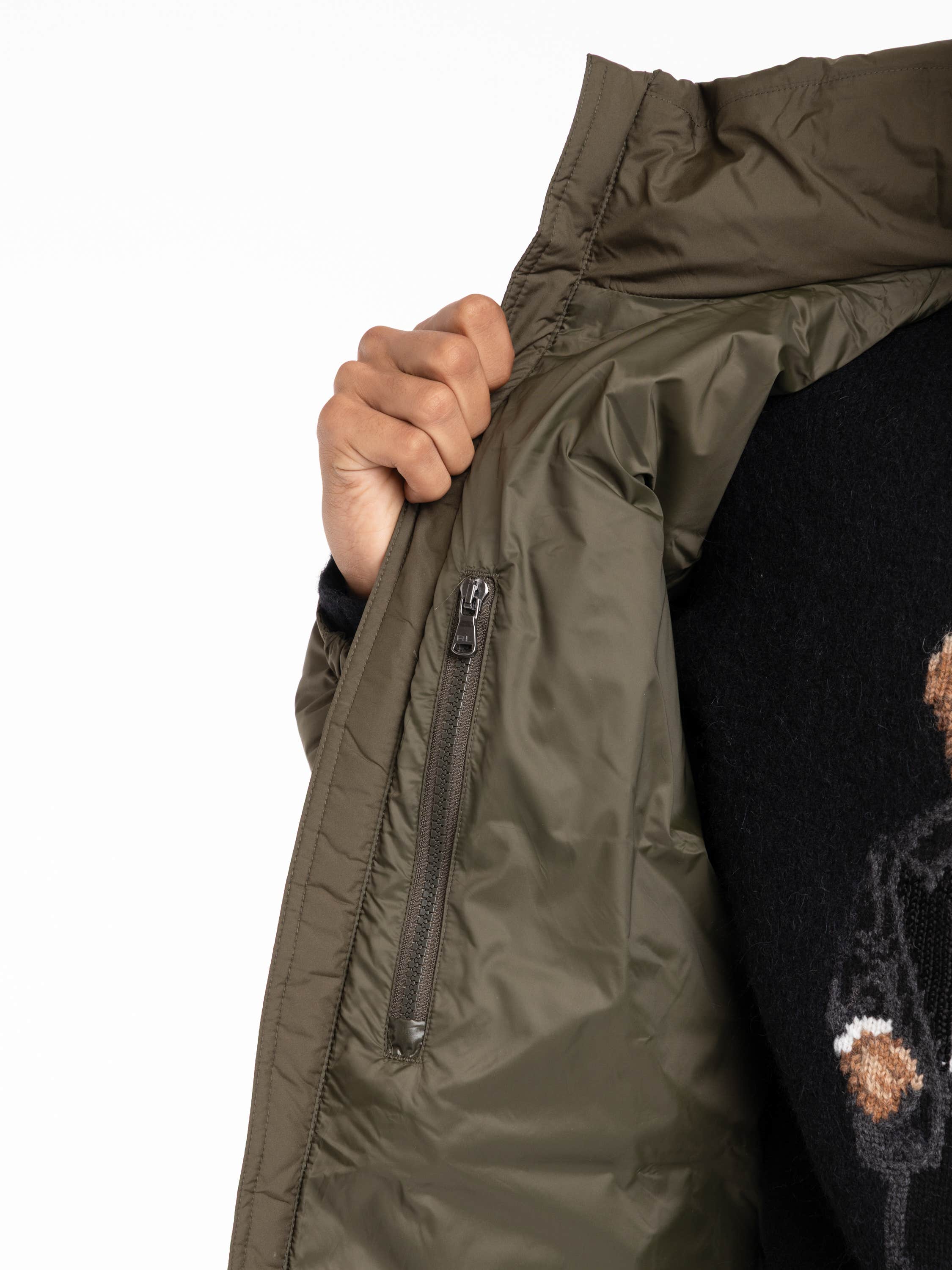 Dark Green Two-Tone Down Jacket